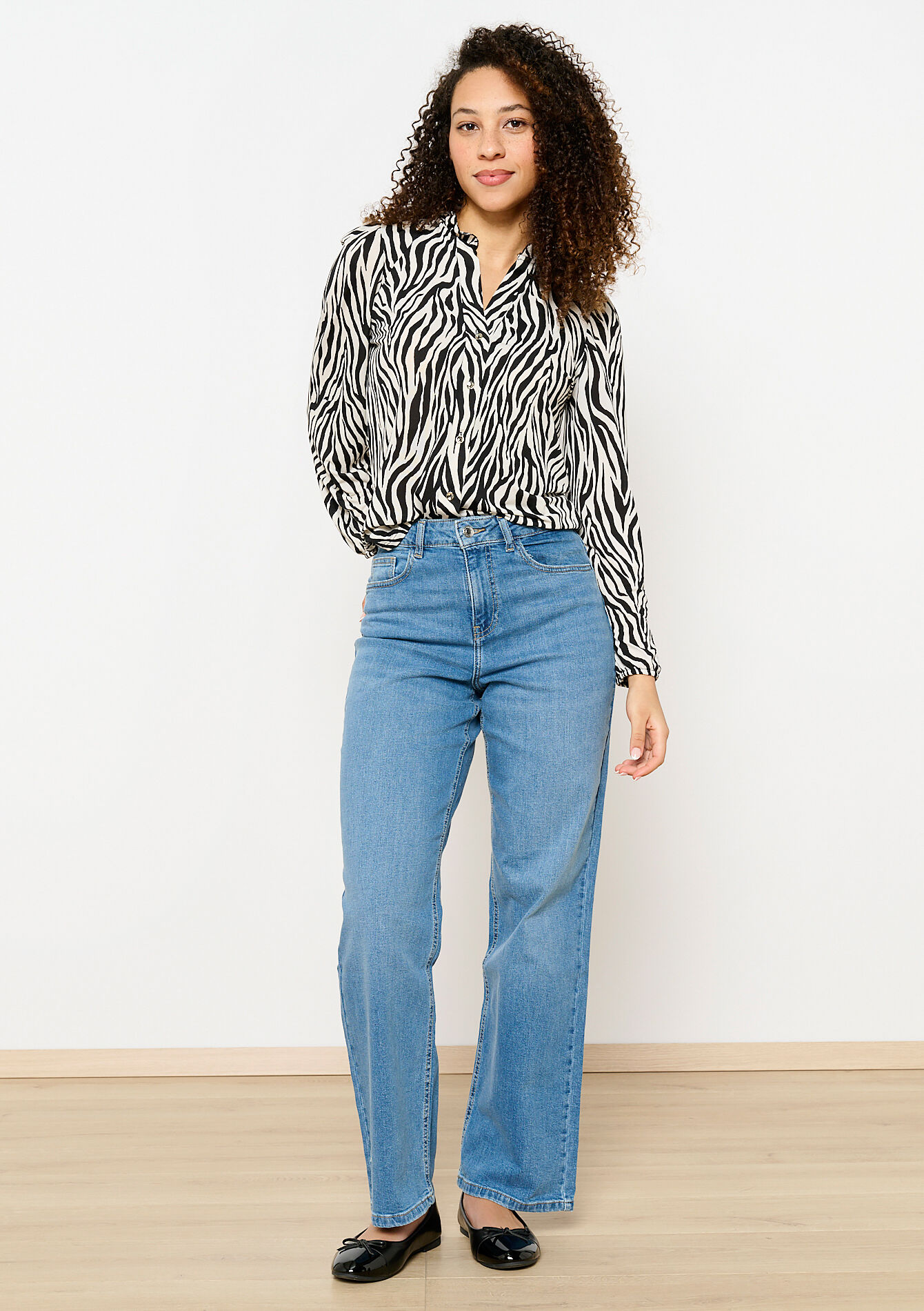 Blouse met zebraprint, Blouse met zebraprint - OPTICAL WHITE - 02400329_1019