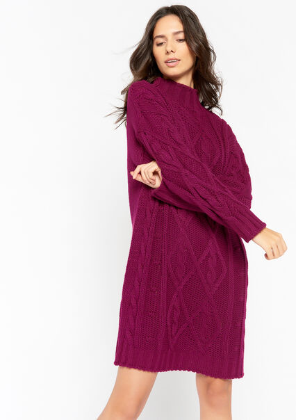 Knitted pullover dress - PURPLE - 08103115_5902