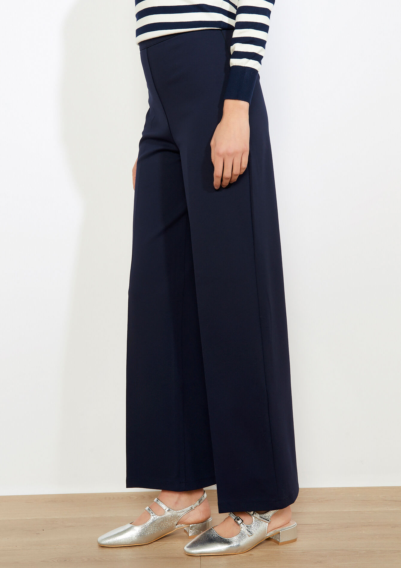Vloeiende wide leg broek - NAVY BASIC - 06601104_2723