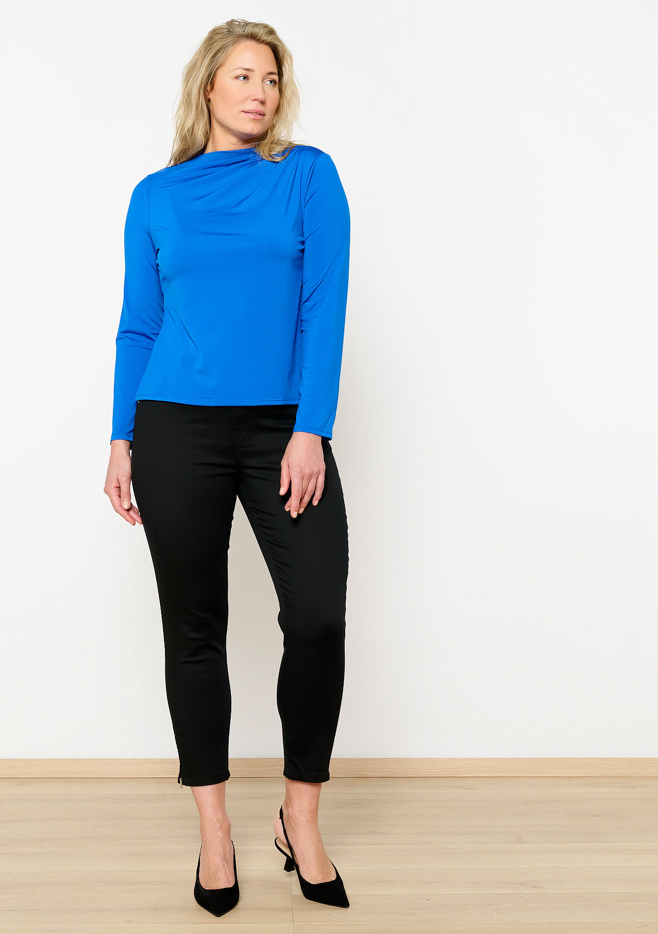 Gedrapeerde T-shirt, Gedrapeerde T-shirt - BLUE FAIENCE - 02400291_1584