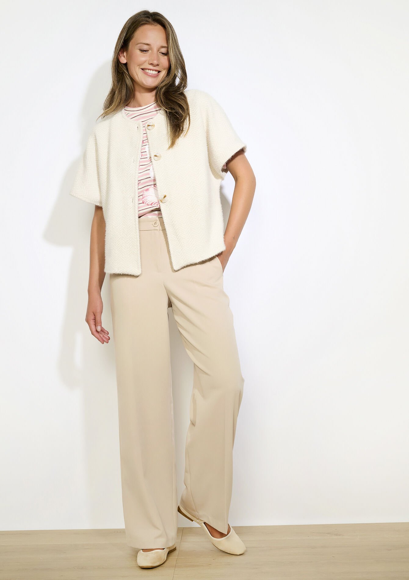 buttoned textured vest, buttoned textured vest - VANILLA WHITE - 09101092_1013