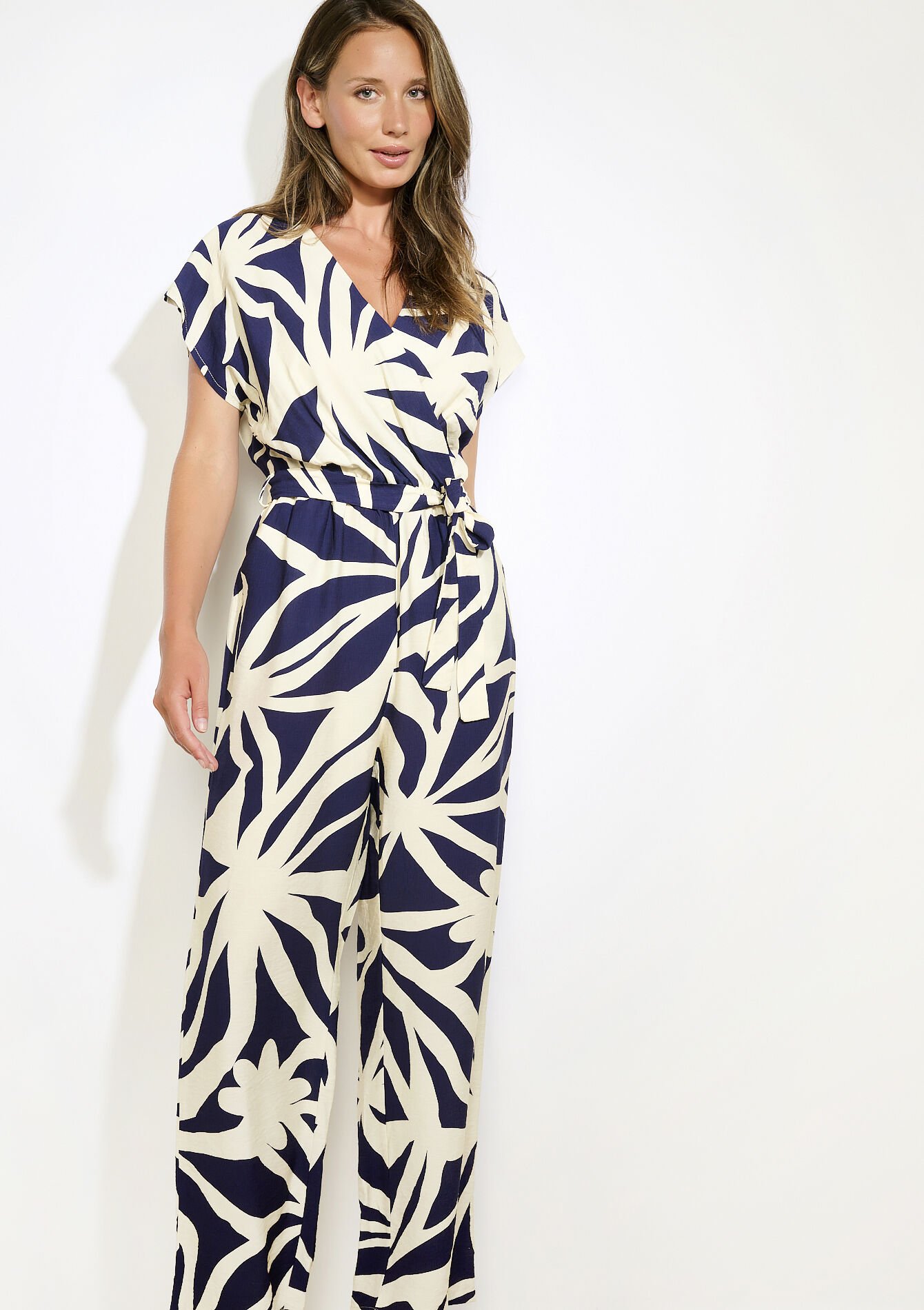 Wikkel jumpsuit met print, Wikkel jumpsuit met print - NAVY BASIC - 06004657_2723