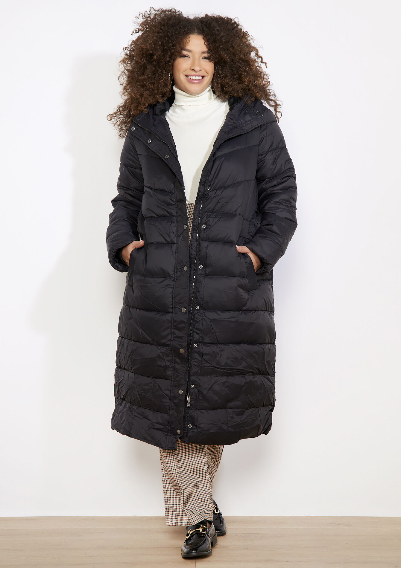 Doudoune longue ceinturée - BLACK - 23000757_1119