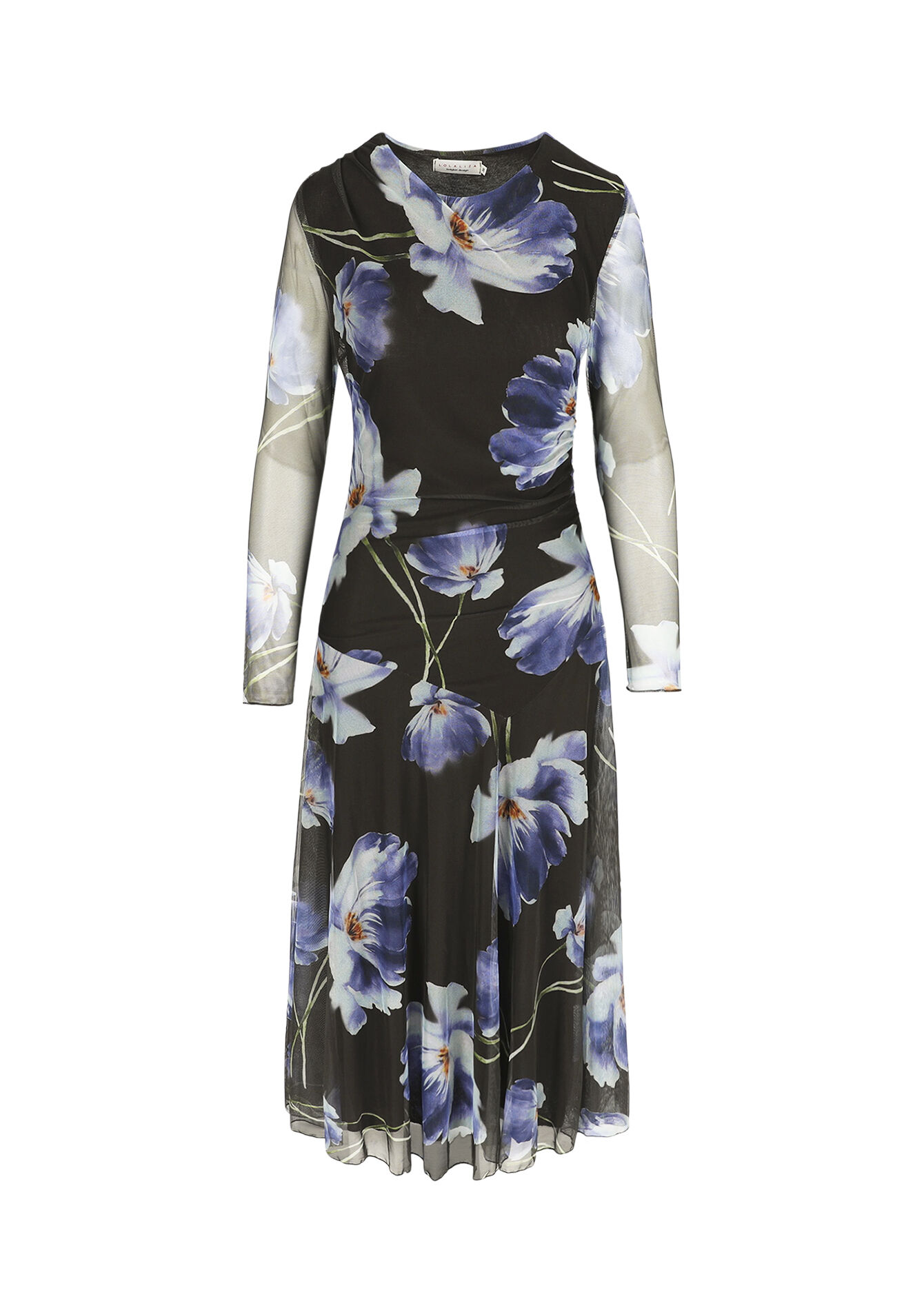 Flowing floral midi dress - BROWN DARK CHOCOLATE - 08104453_3720