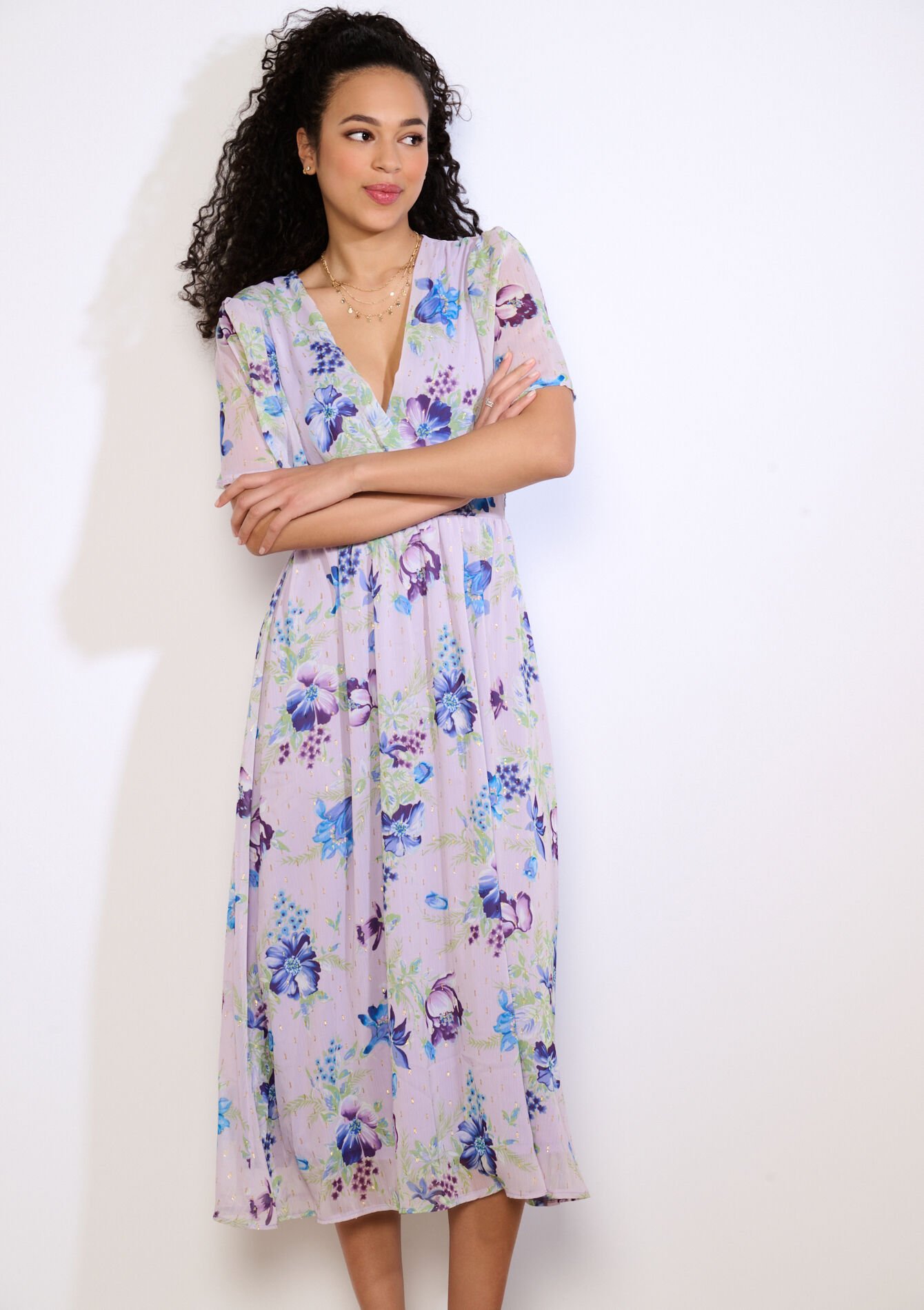 Floral maxi dress, , back