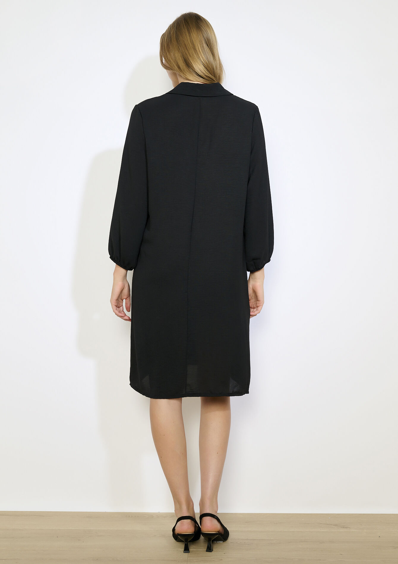 Robe polo minimaliste à manches 3/4, Robe polo minimaliste à manches 3/4 - BLACK - 08104330_1119