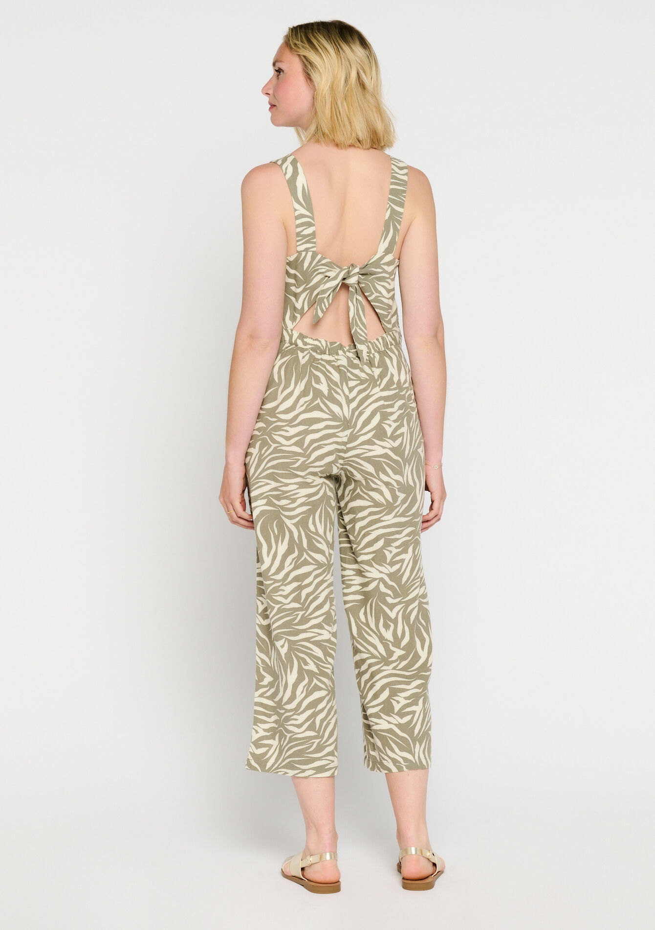 Jumpsuit met zebraprint, Jumpsuit met zebraprint - KHAKI FADED - 06004328_4326