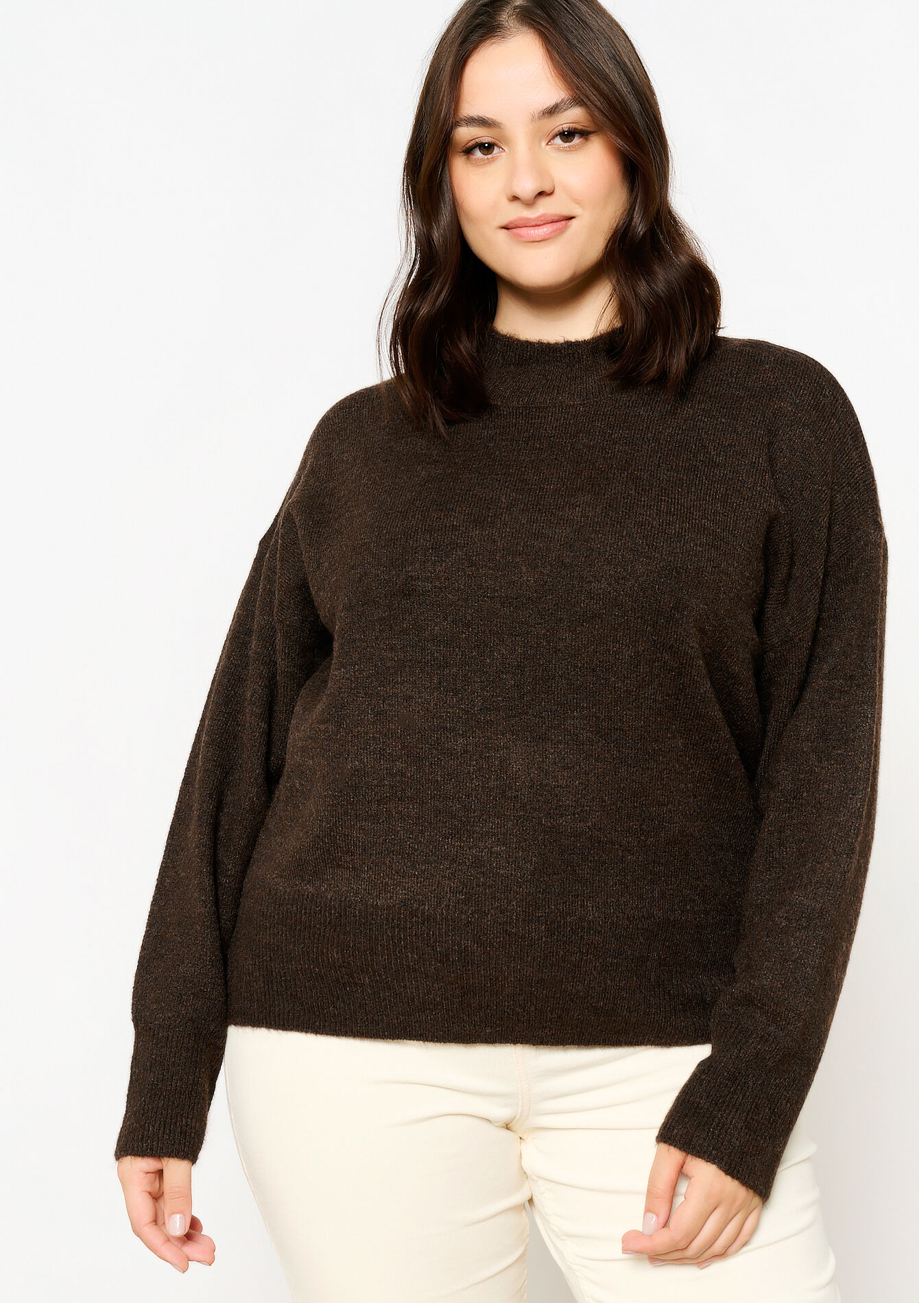 Basic trui met ronde hals, Basic trui met ronde hals - BROWN DARK CHOCOLATE - 04006525_3720