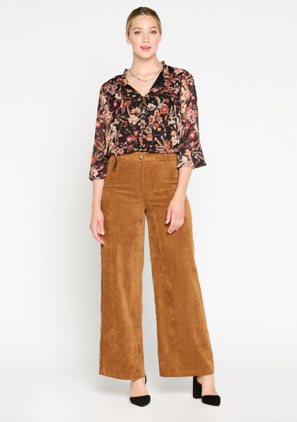 Wide corduroy trousers - CAMEL GINGER - 06100528_3831