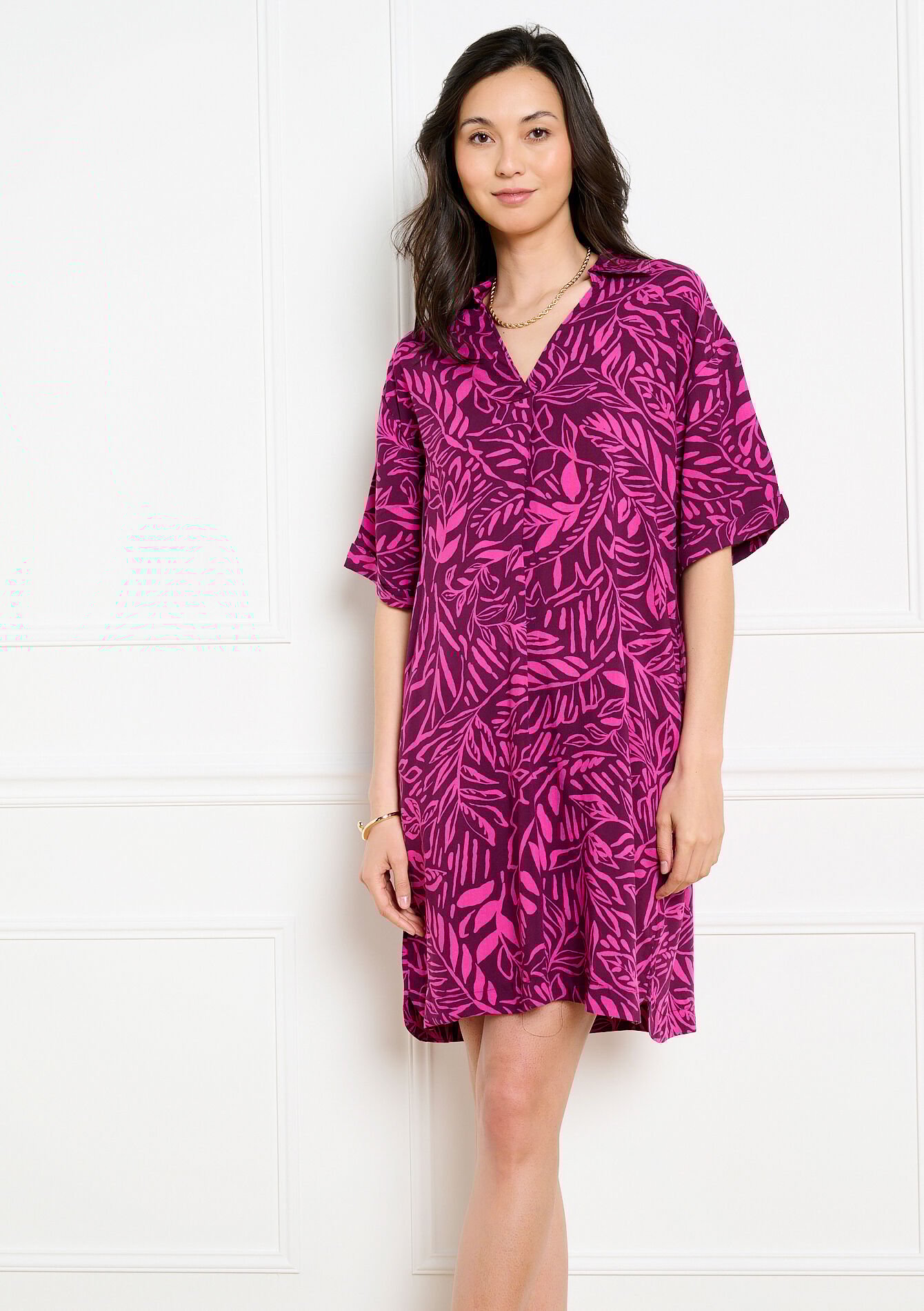 Printed relaxed short dress, , hi-res