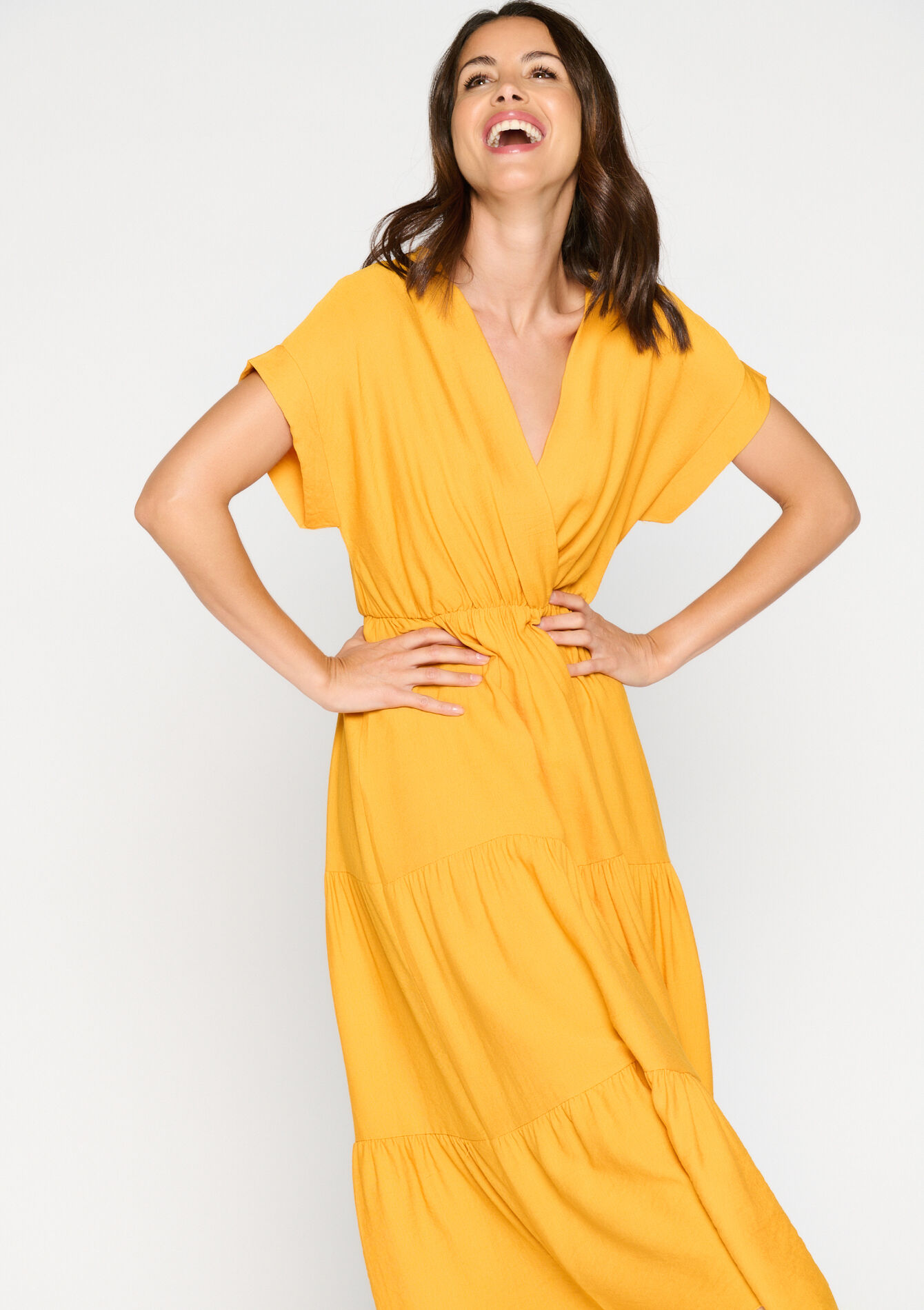 Maxi dress with ruffles, Maxi dress with ruffles - ORANGE MANGO - 08602082_2575