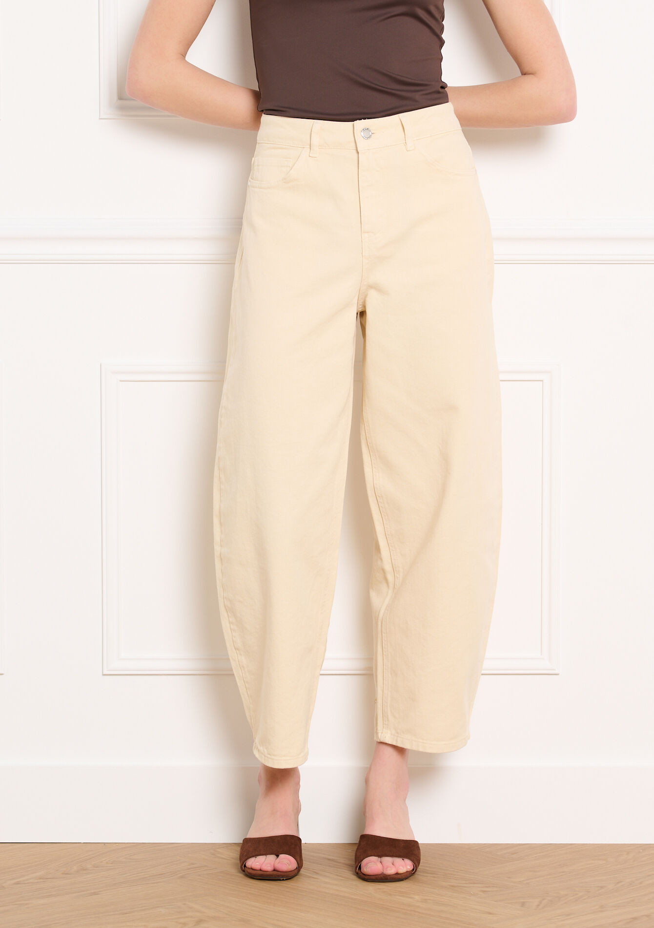 Hoge taille barrel broek - LT BEIGE - 06004732_2527