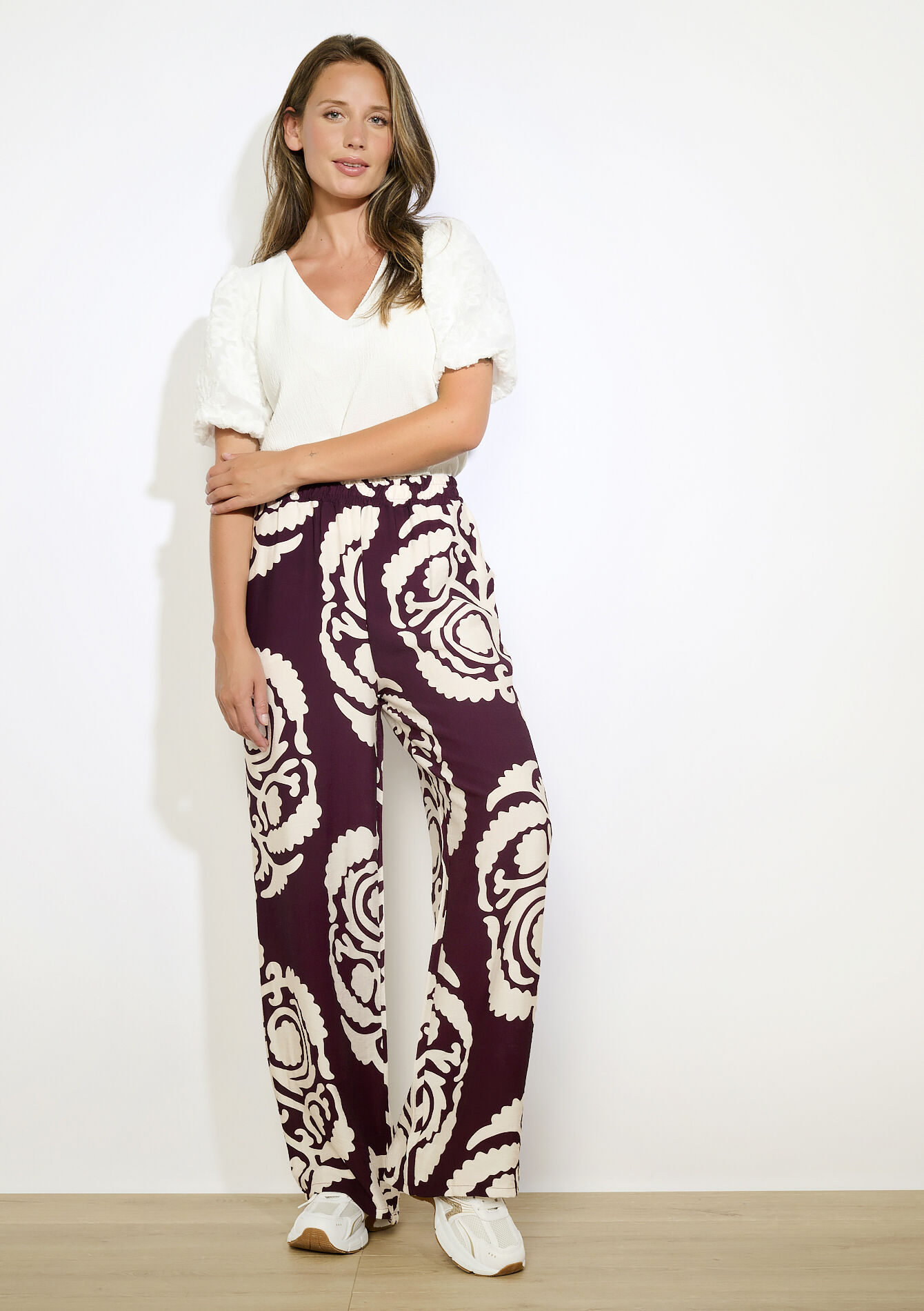 Pantalon large imprimé, Pantalon large imprimé, , back