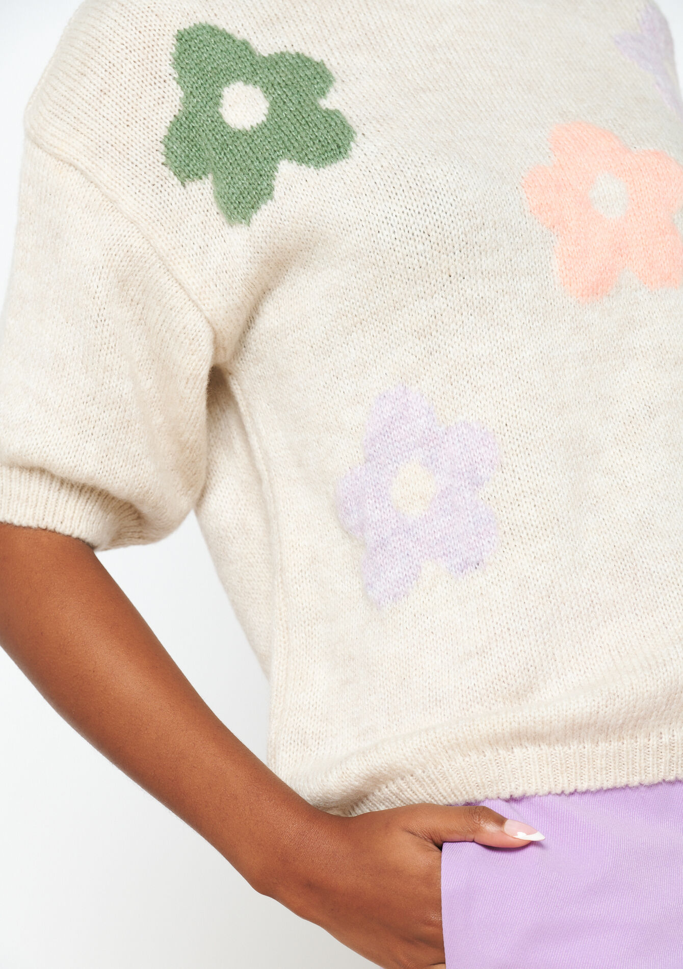 Pullover with floral pattern, Pullover with floral pattern - BEIGE CLASSIC - 04006476_4016