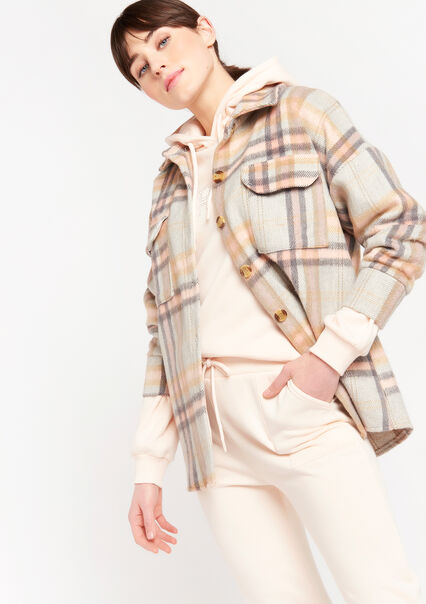 Chequered buttoned flannel jacket - LIGHT GREY - 15000494_1076