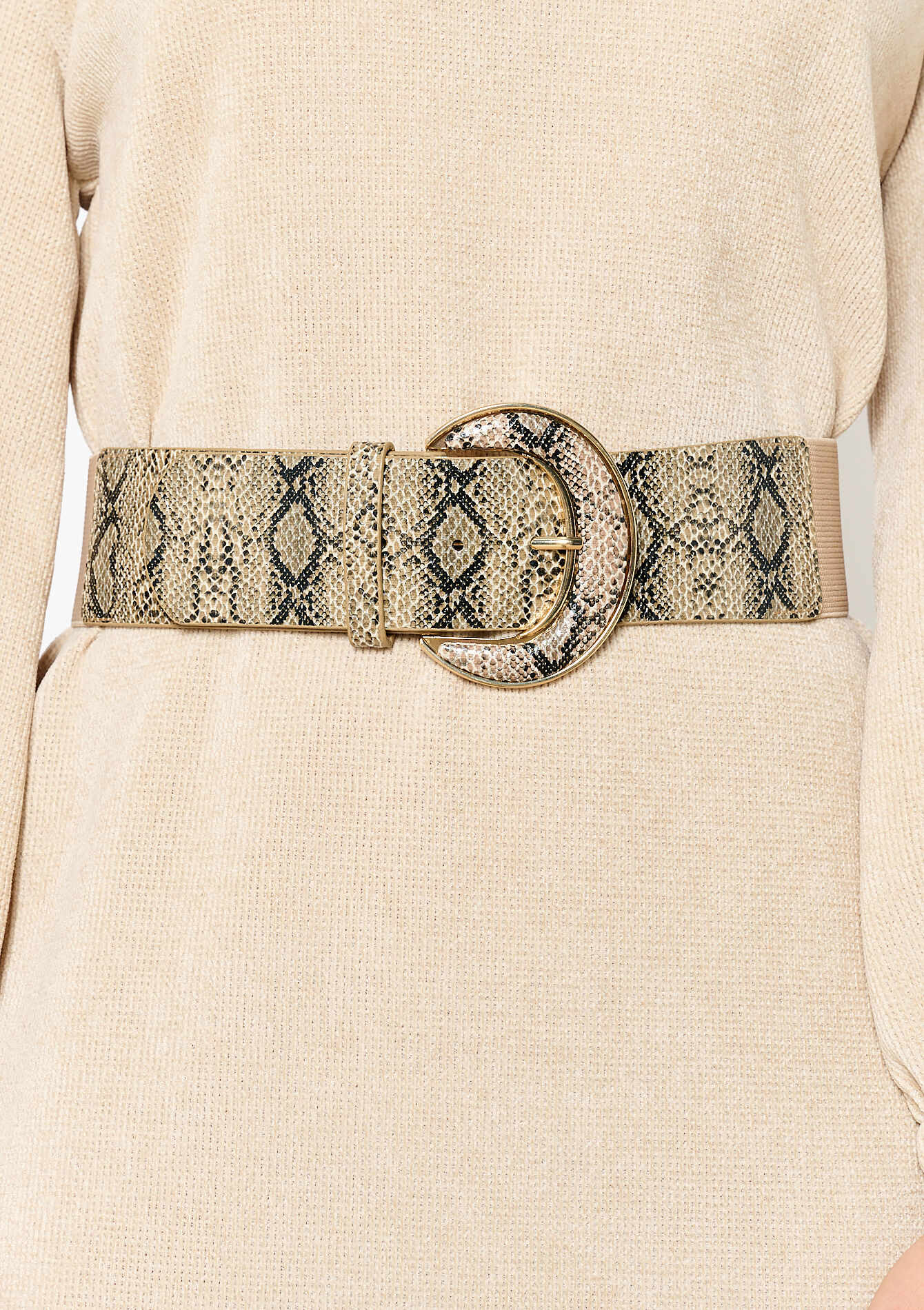 Elastische riem met pythonprint, Elastische riem met pythonprint - LIGHT TAUPE - 14001861_2572