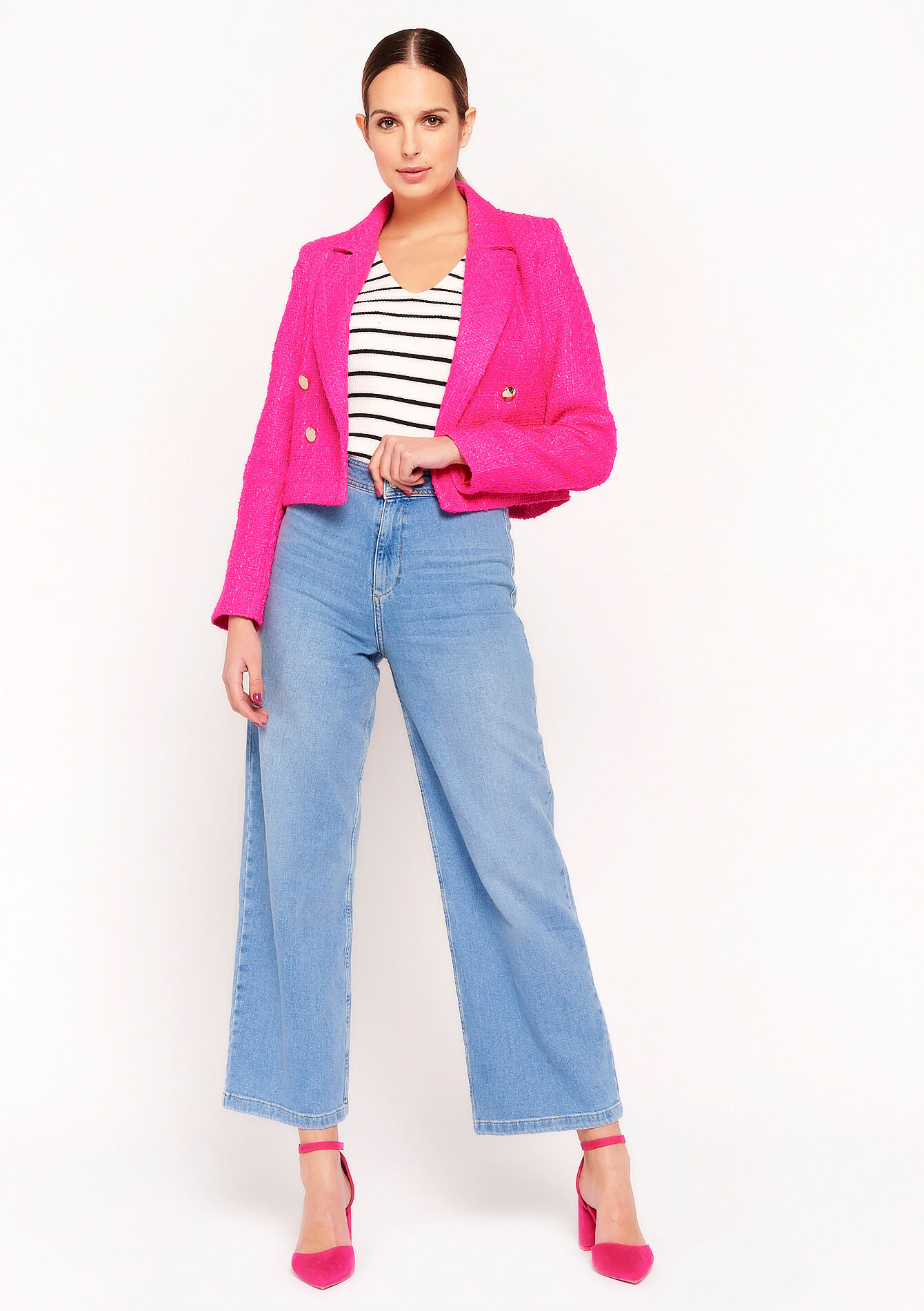 Short tweed blazer - FUCHSIA - 09100748_5626