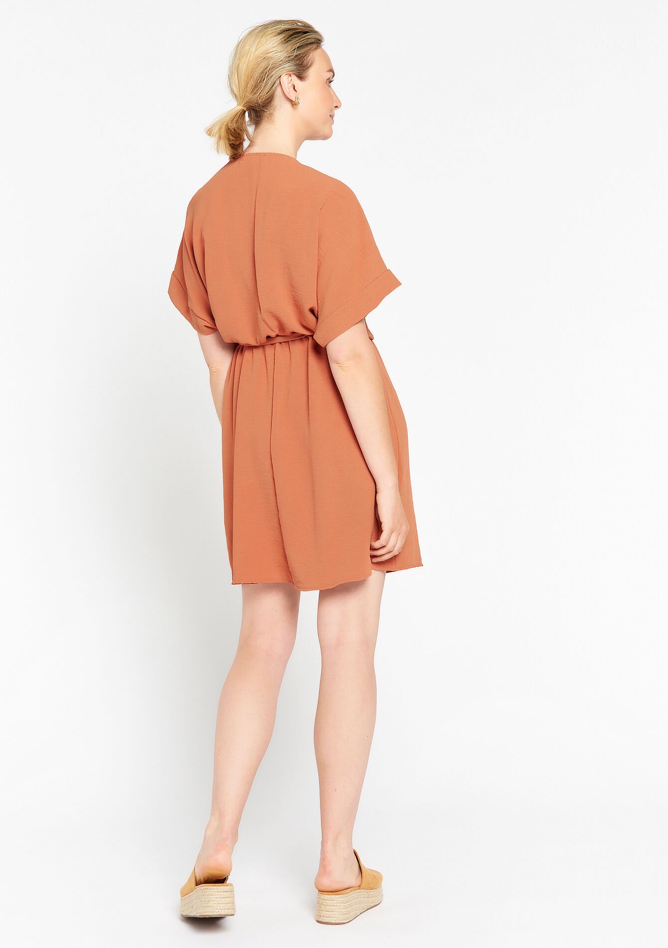 Wikkeljurk met striklint, Wikkeljurk met striklint - TERRACOTTA - 08103321_5303