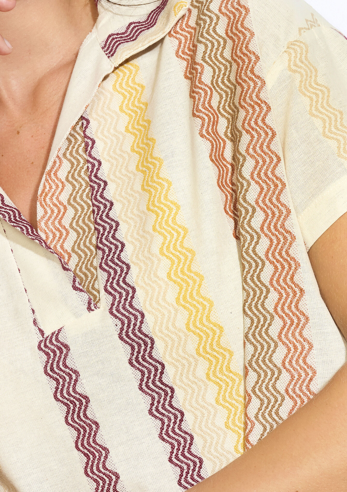 Korte gestreepte kaftan - TAUPE - 08104280_1021