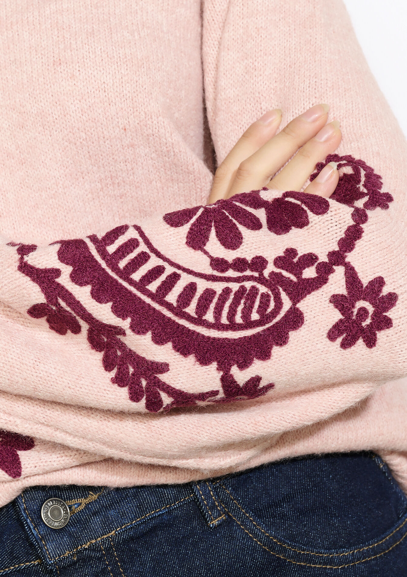 Gebreide trui met borduursel, Gebreide trui met borduursel - NUDE LOTUS - 04007036_4118