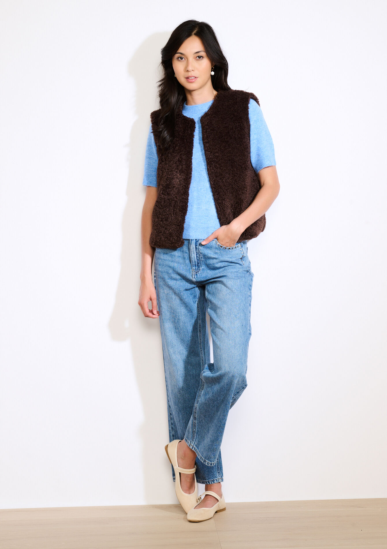 Mouwloos teddy gilet, Mouwloos teddy gilet - BROWN DARK CHOCOLATE - 09001471_3720