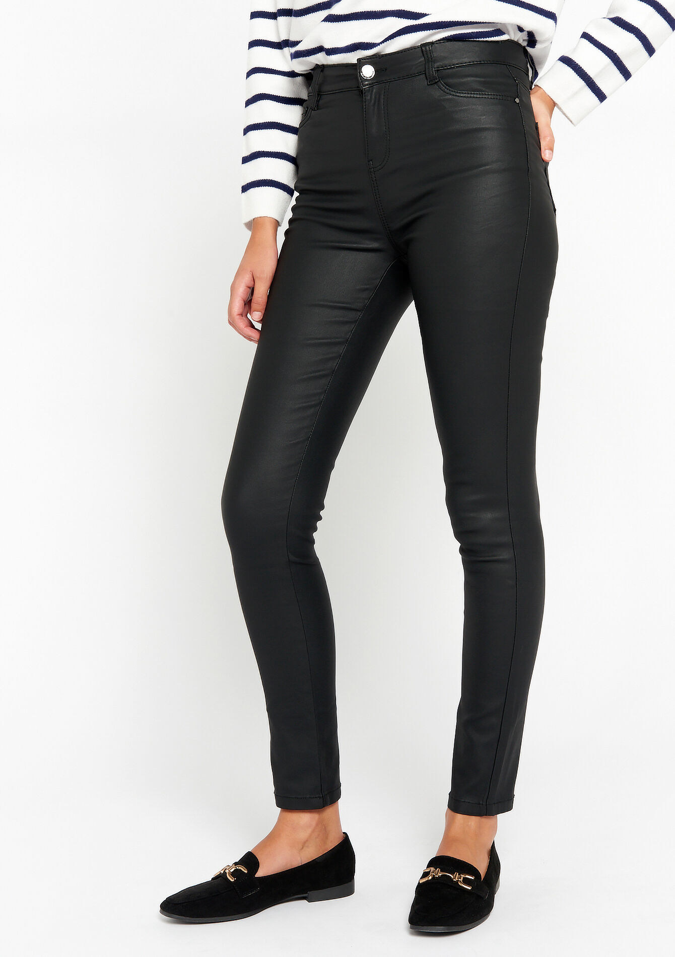Coated skinny trousers, Coated skinny trousers - BLACK - 06004355_1119