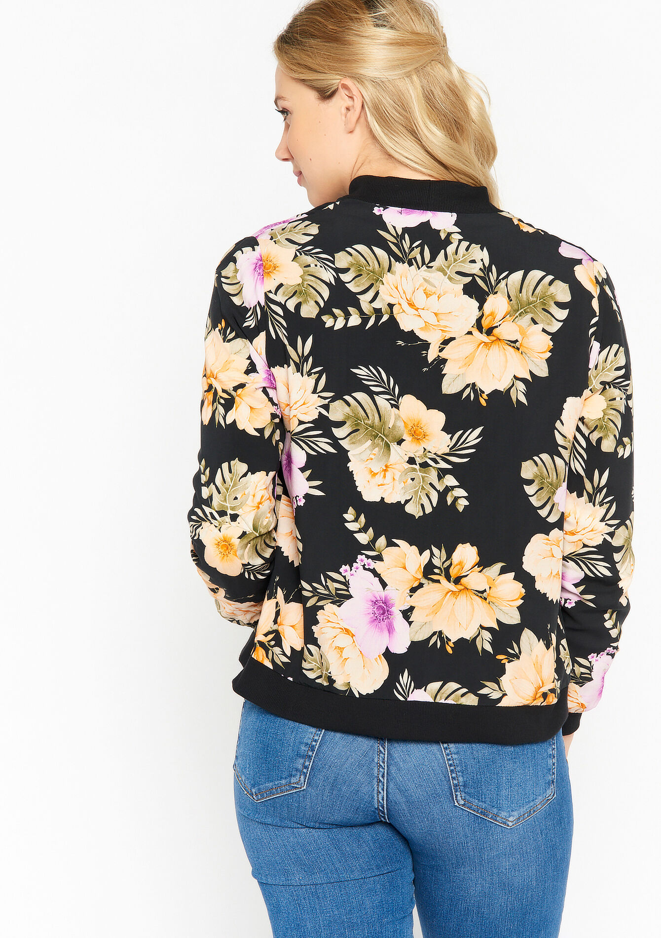 Veste fluide à imprimé fleuri, Veste fluide à imprimé fleuri - BLACK - 09100737_1119