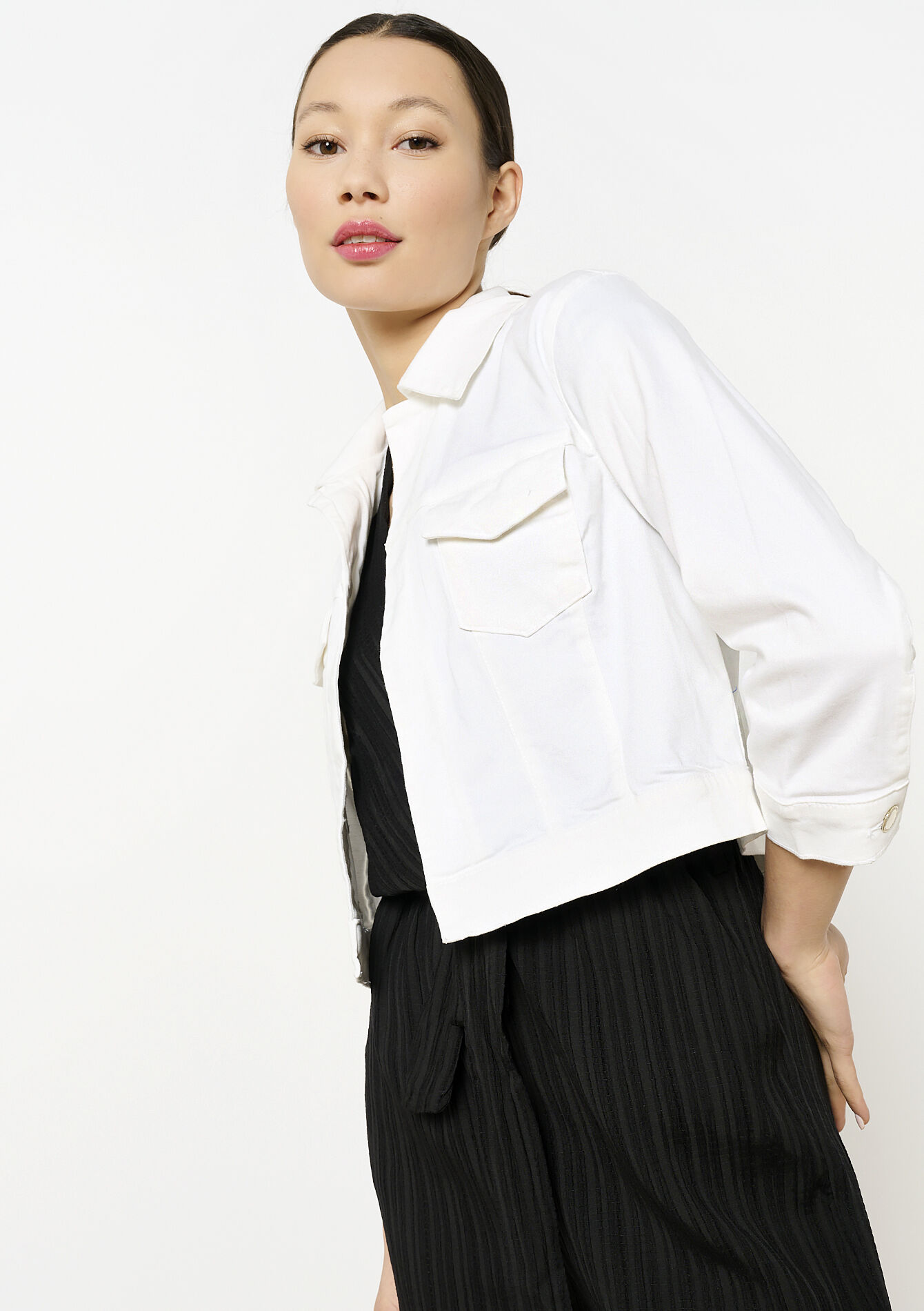 Kort twill jasje, Kort twill jasje - OPTICAL WHITE - 09100985_1019