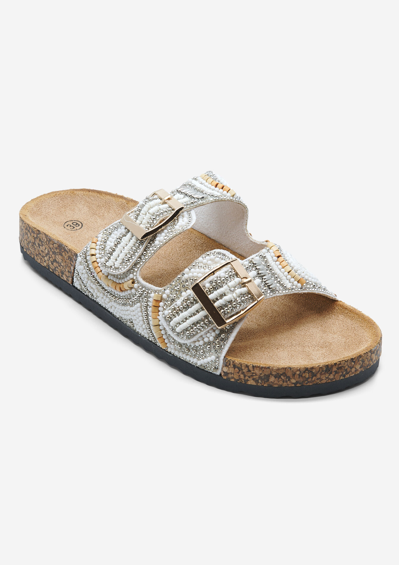 Mules avec perles, Mules avec perles - OPTICAL WHITE - 13000745_1019