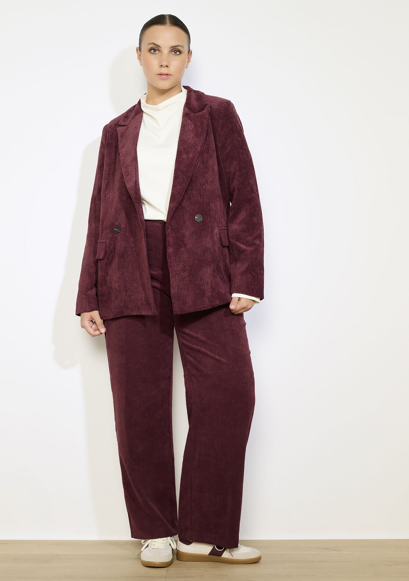 Getailleerde corduroy blazer, Getailleerde corduroy blazer - AUBERGINE - 09101112_1537