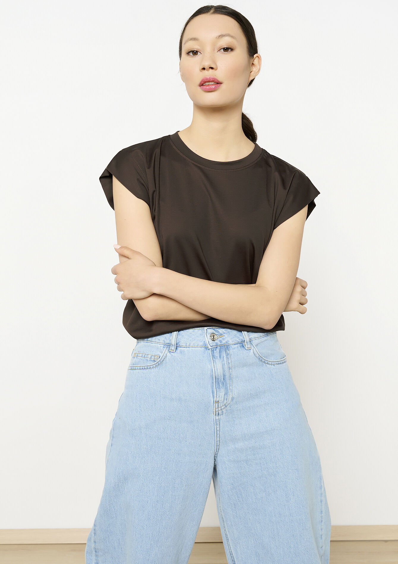 T-shirt met korte mouwen, T-shirt met korte mouwen - BROWN DARK CHOCOLATE - 02301715_3720