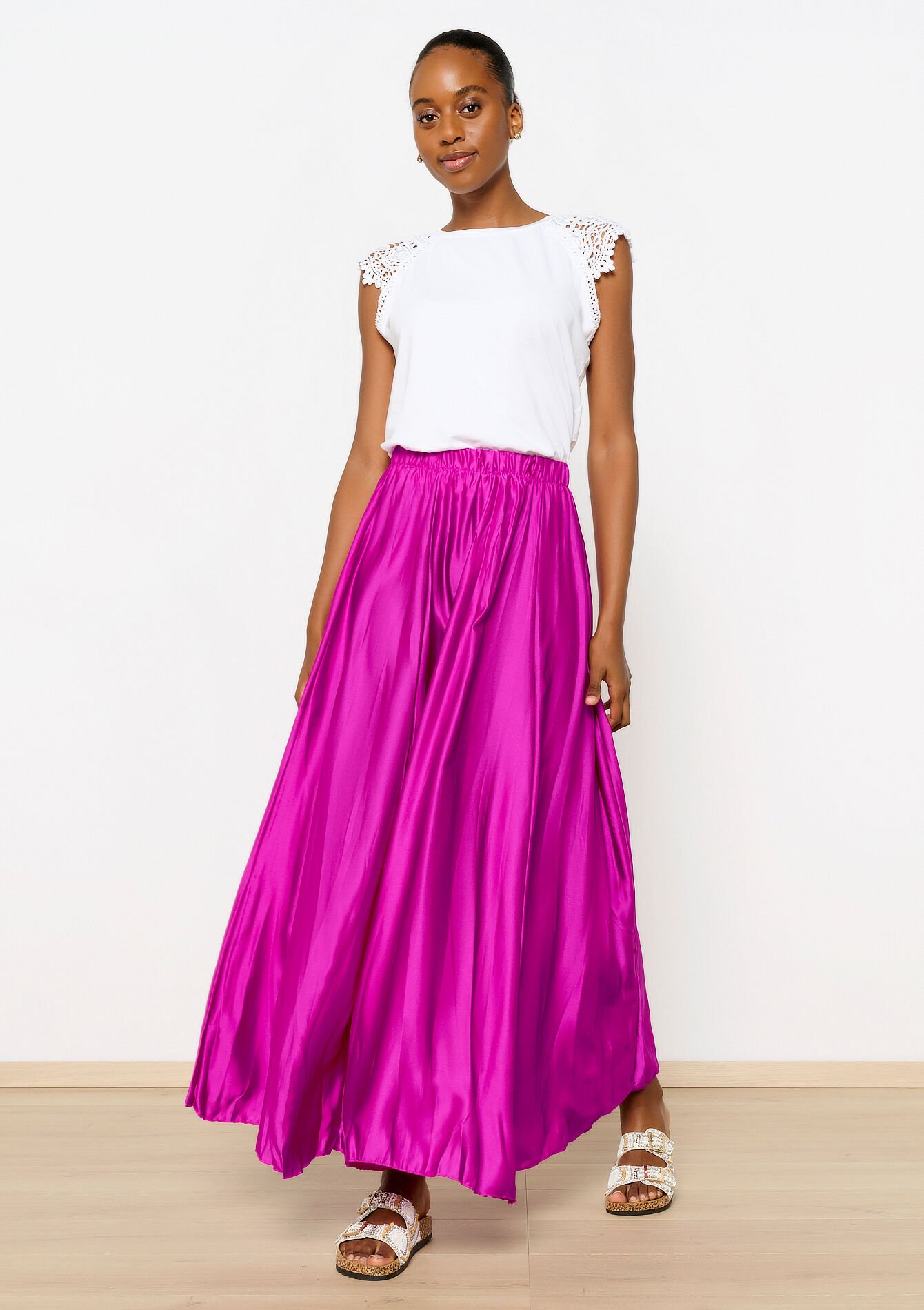 Jupe longue en satin - VIOLINE - 07101257_2576