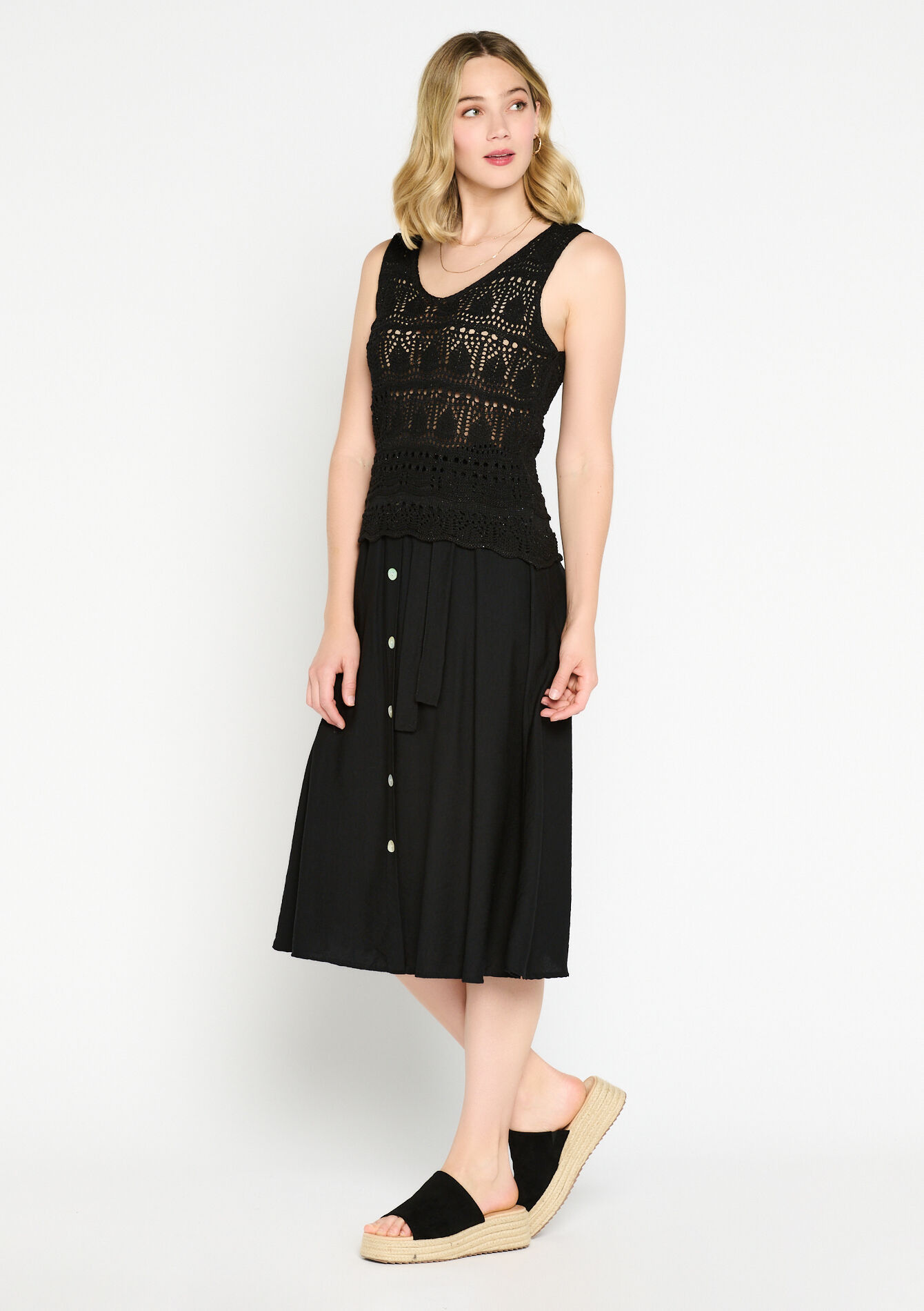 Débardeur en macramé - BLACK - 02200350_1119