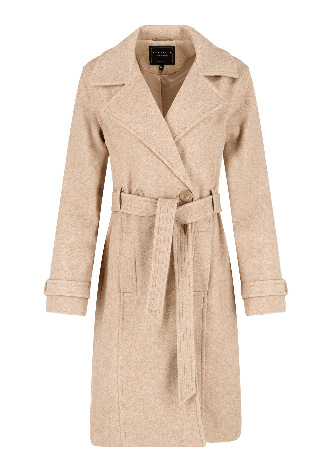 Klassieke jas met riem - BEIGE CHINE - 23000596_4025