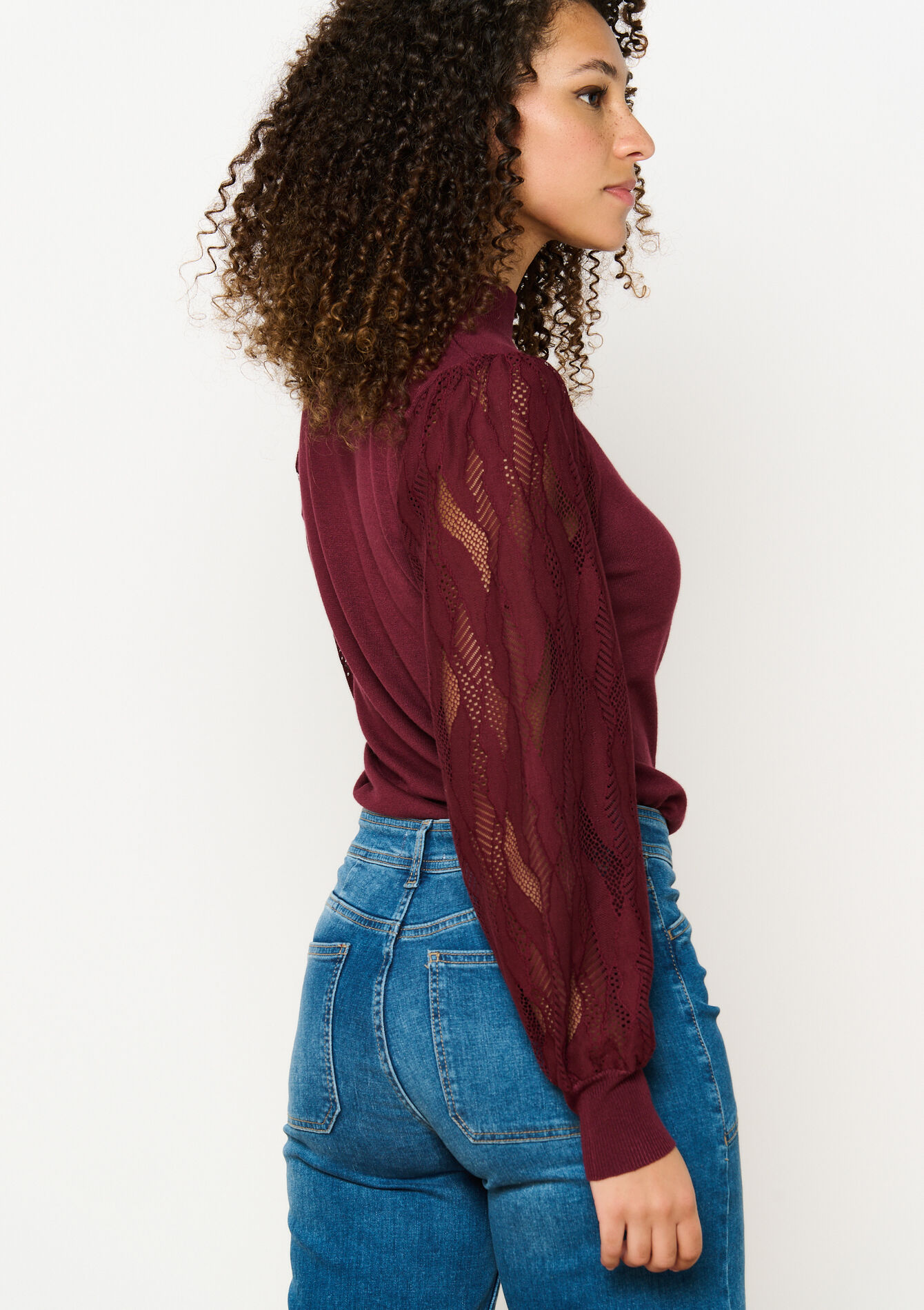 Trui met mesh mouwen - BORDEAUX WINE - 04006526_5514