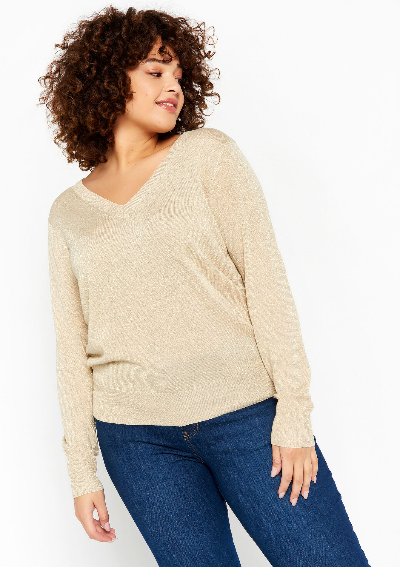 Ribbed pullover with short sleeves - LT BEIGE - 04005938_2527