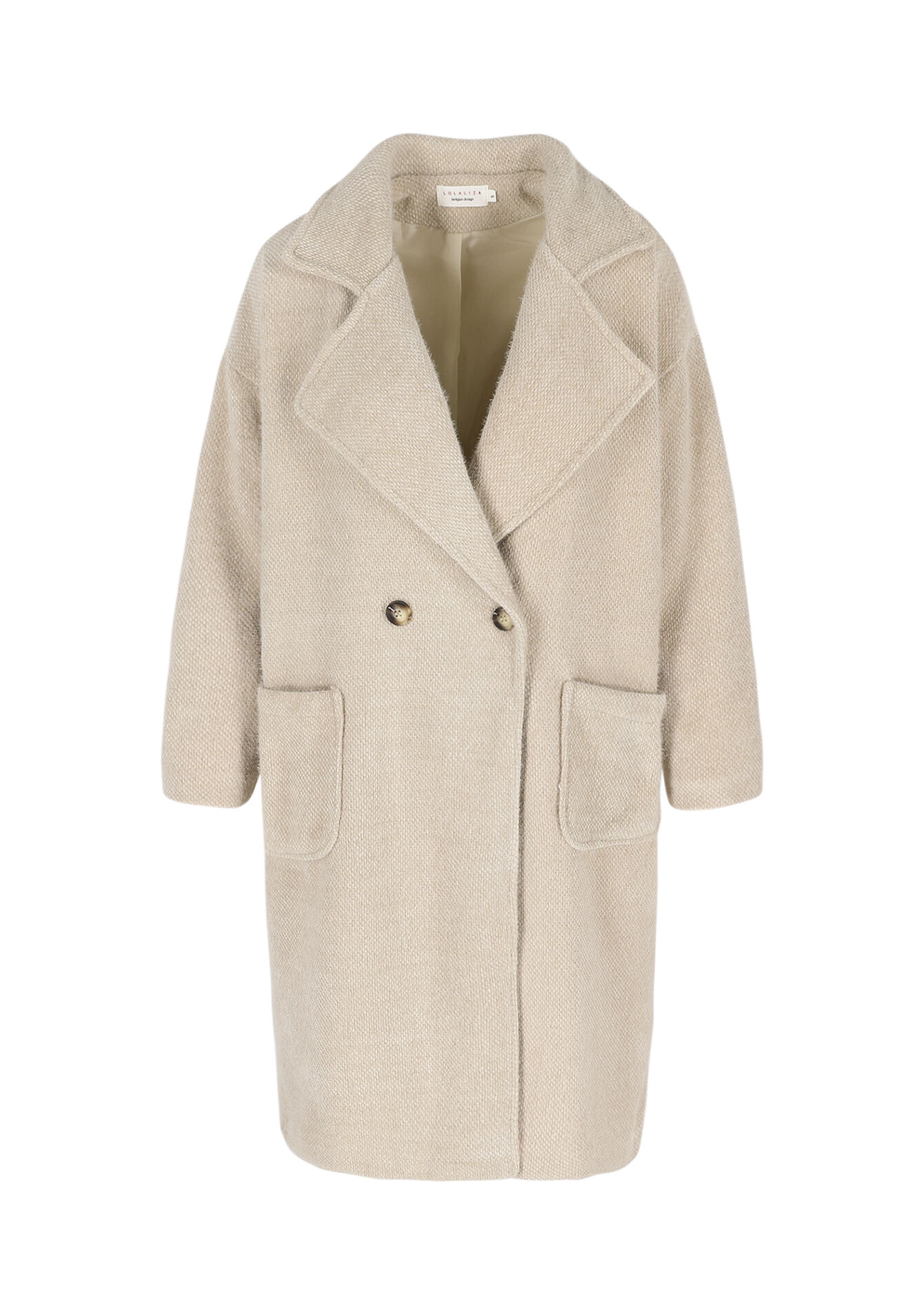 Zachte mantel met revers - LT BEIGE - 23000809_2527