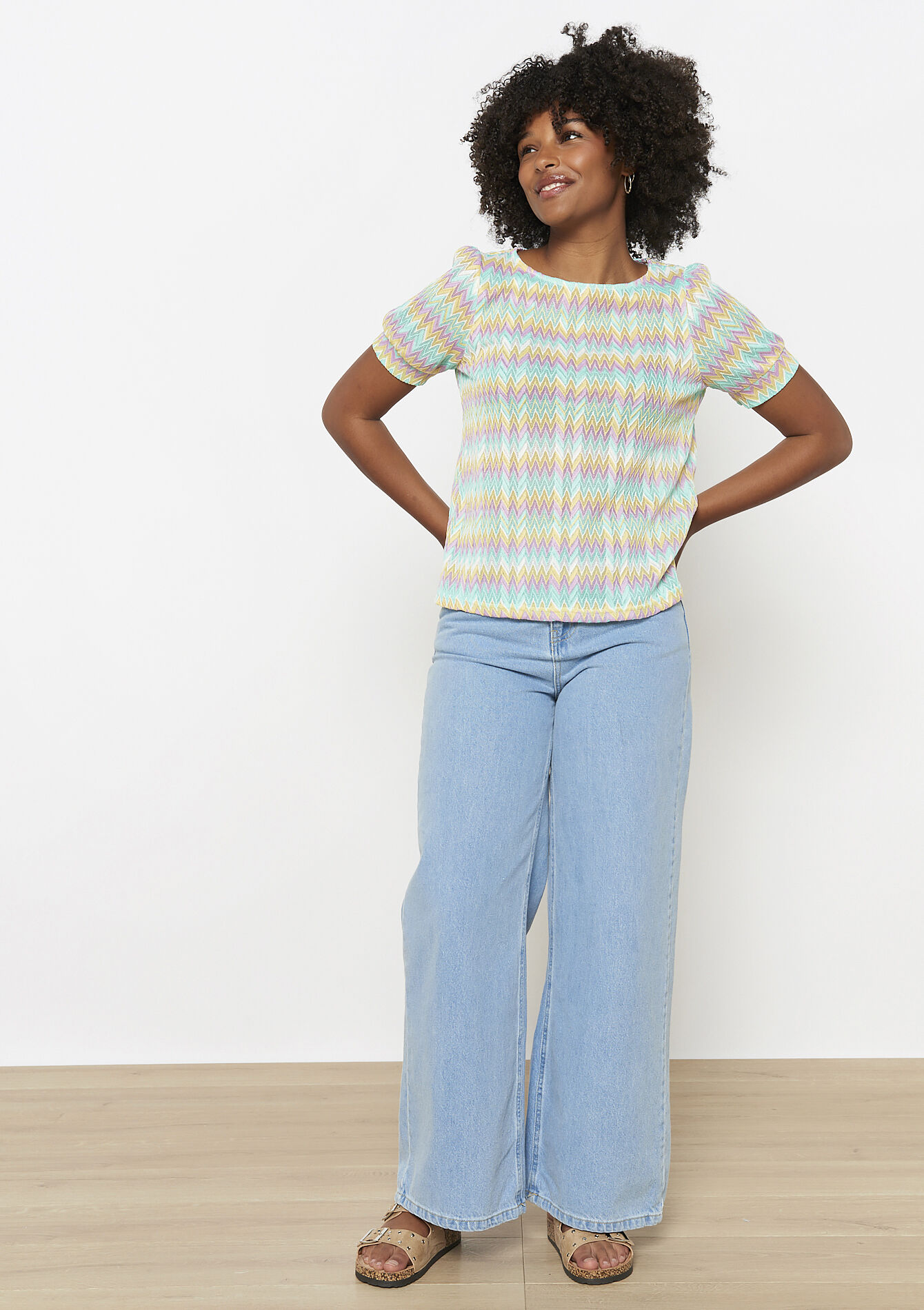 Chevron top met textuur, Chevron top met textuur - YELLOW PASTEL - 02301818_5004