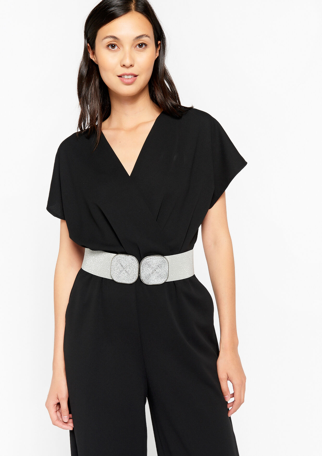 Elastische ceintuur met glitter, Elastische ceintuur met glitter - GREY MED MEL - 1078428