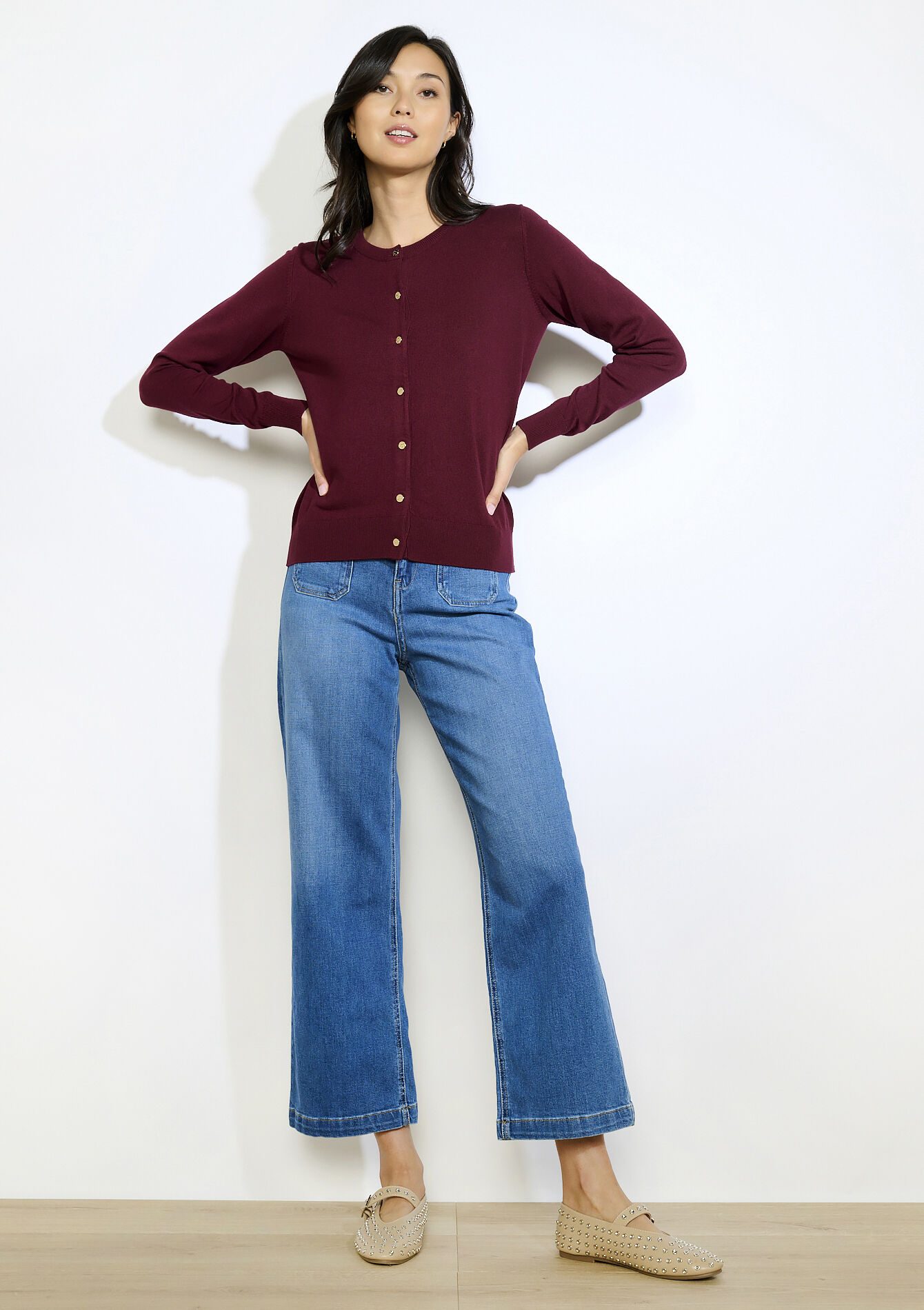 Klassiek gebreid vestje, Klassiek gebreid vestje - BORDEAU WINE - 04101275_1467