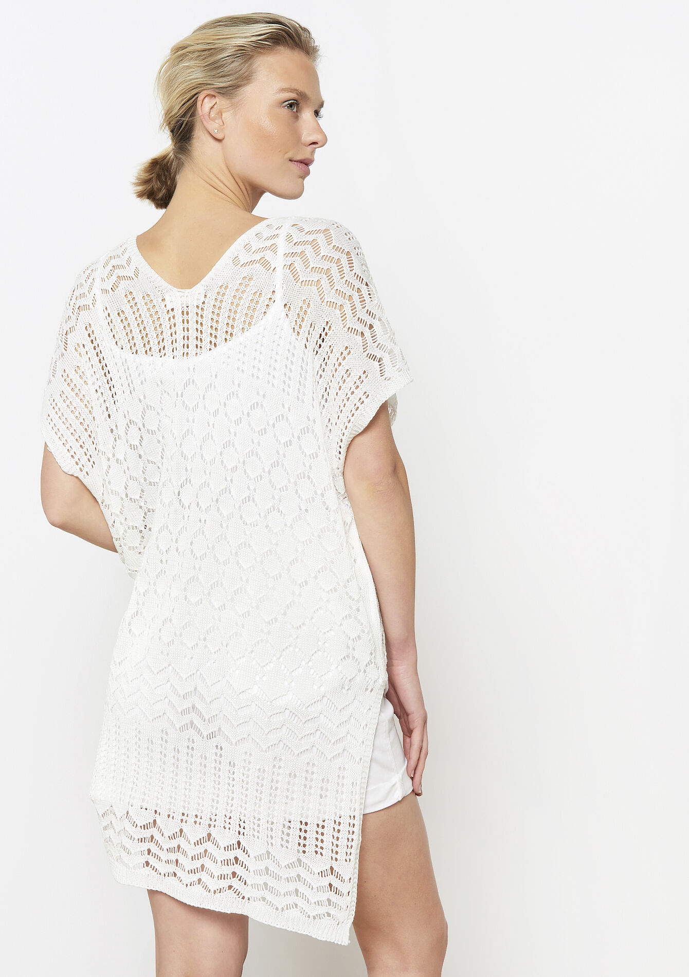 Opengewerkte tricot tuniek, Opengewerkte tricot tuniek - OPTICAL WHITE - 17101293_1019