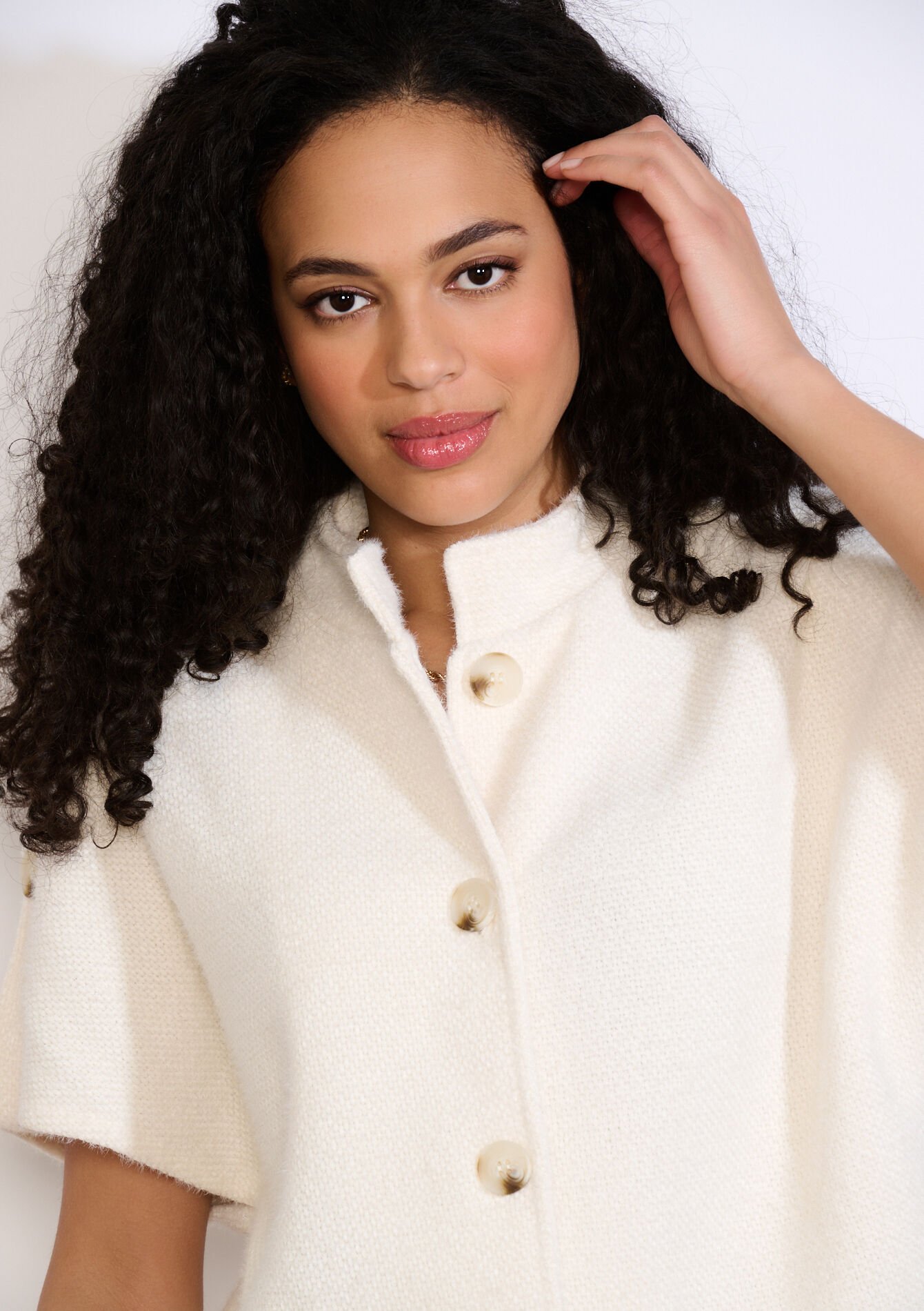 Zachte jas met korte mouw - VANILLA WHITE - 09101177_1013