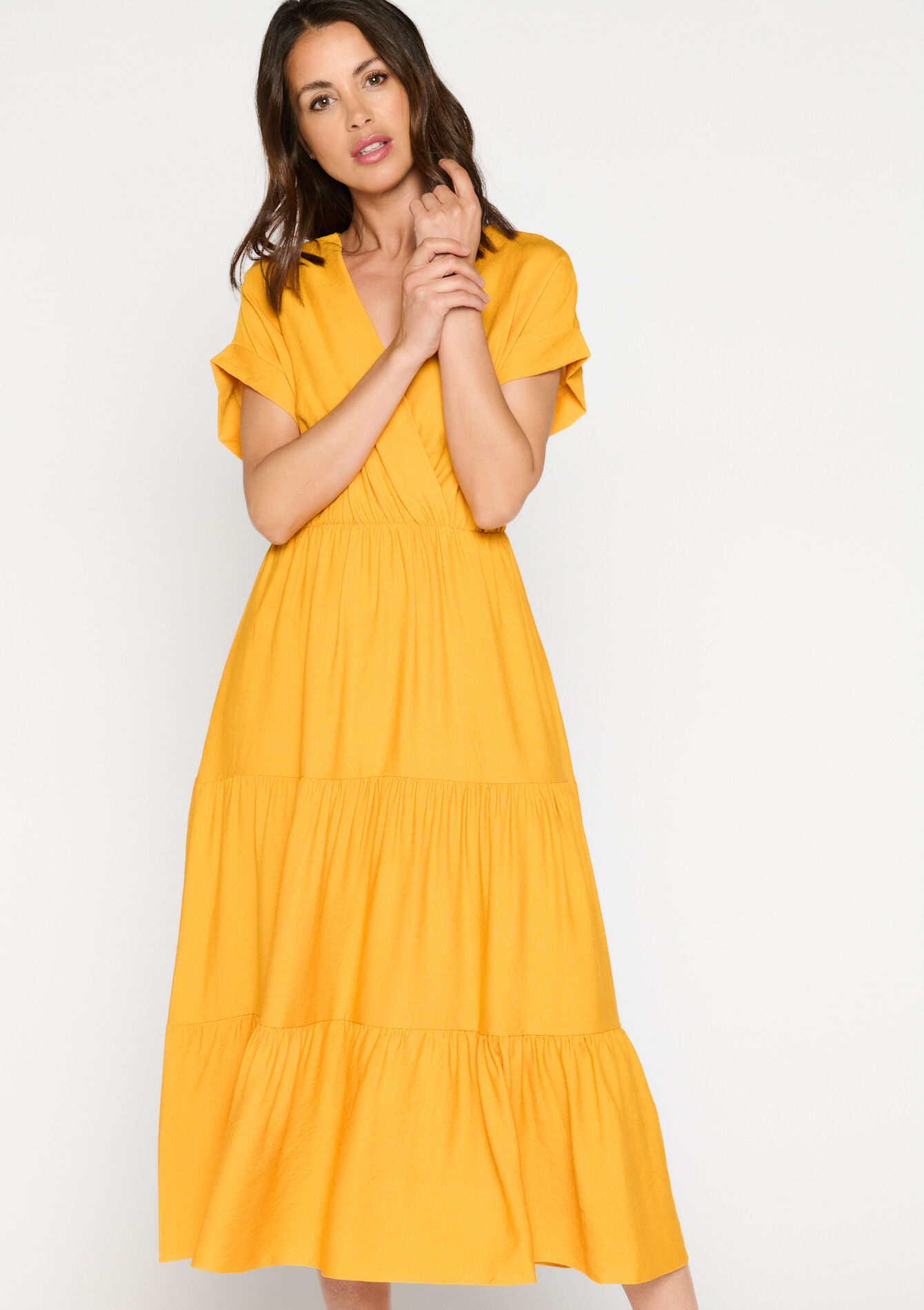 Maxi dress with ruffles, Maxi dress with ruffles - ORANGE MANGO - 08602082_2575