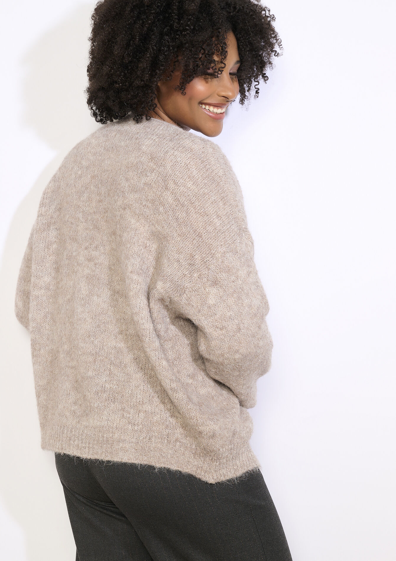 Open knit cardigan, Open knit cardigan - TAUPE - 04101387_1021