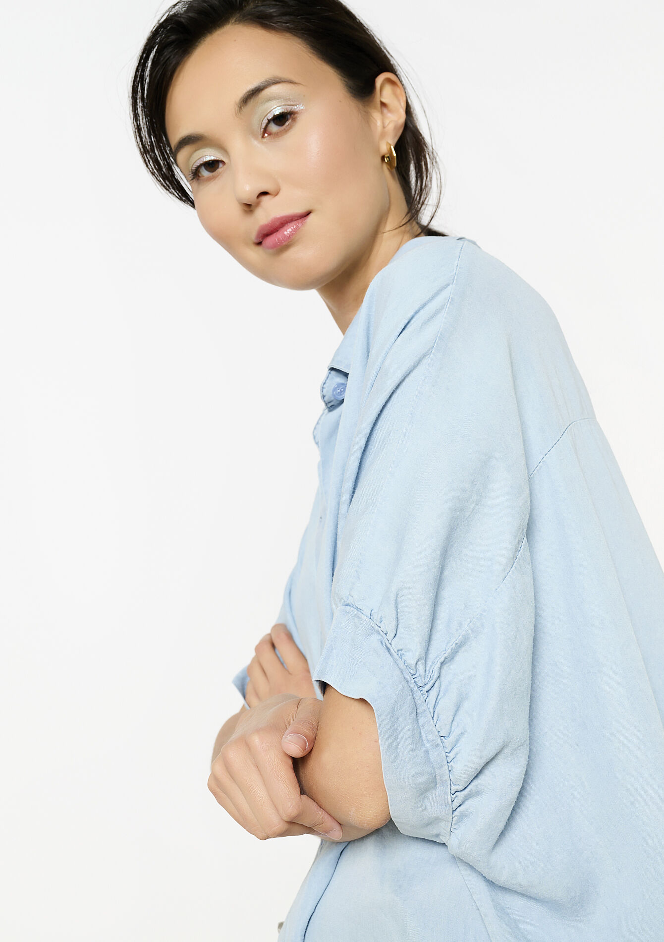 Light denim shirt, Light denim shirt - BLUE BLEACHED - 05702878_0502