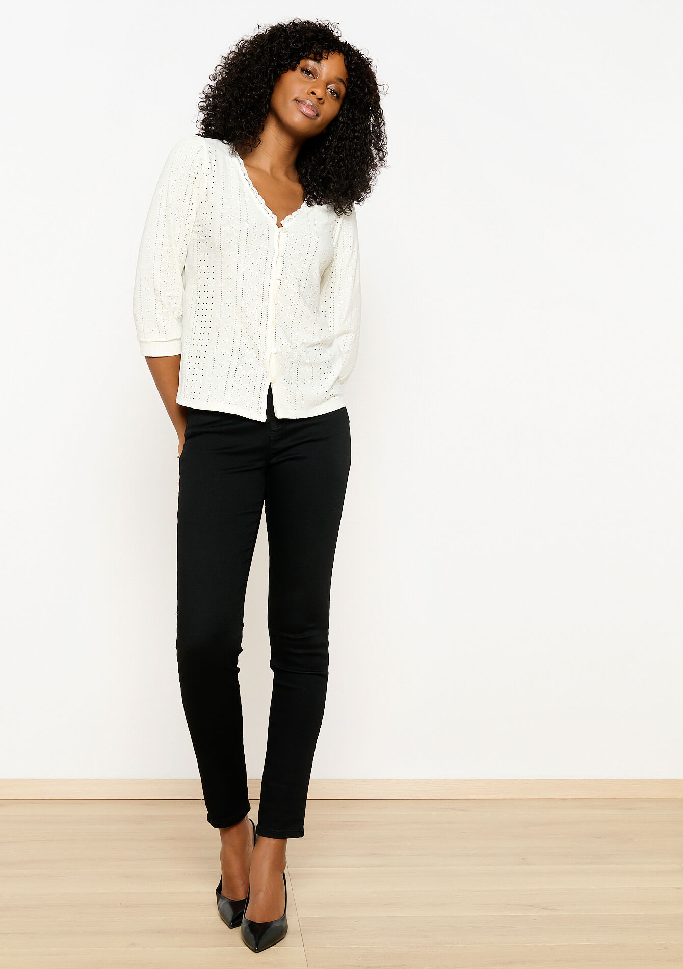 Blouse avec broderie anglaise, Blouse avec broderie anglaise - OFFWHITE - 02301540_1001