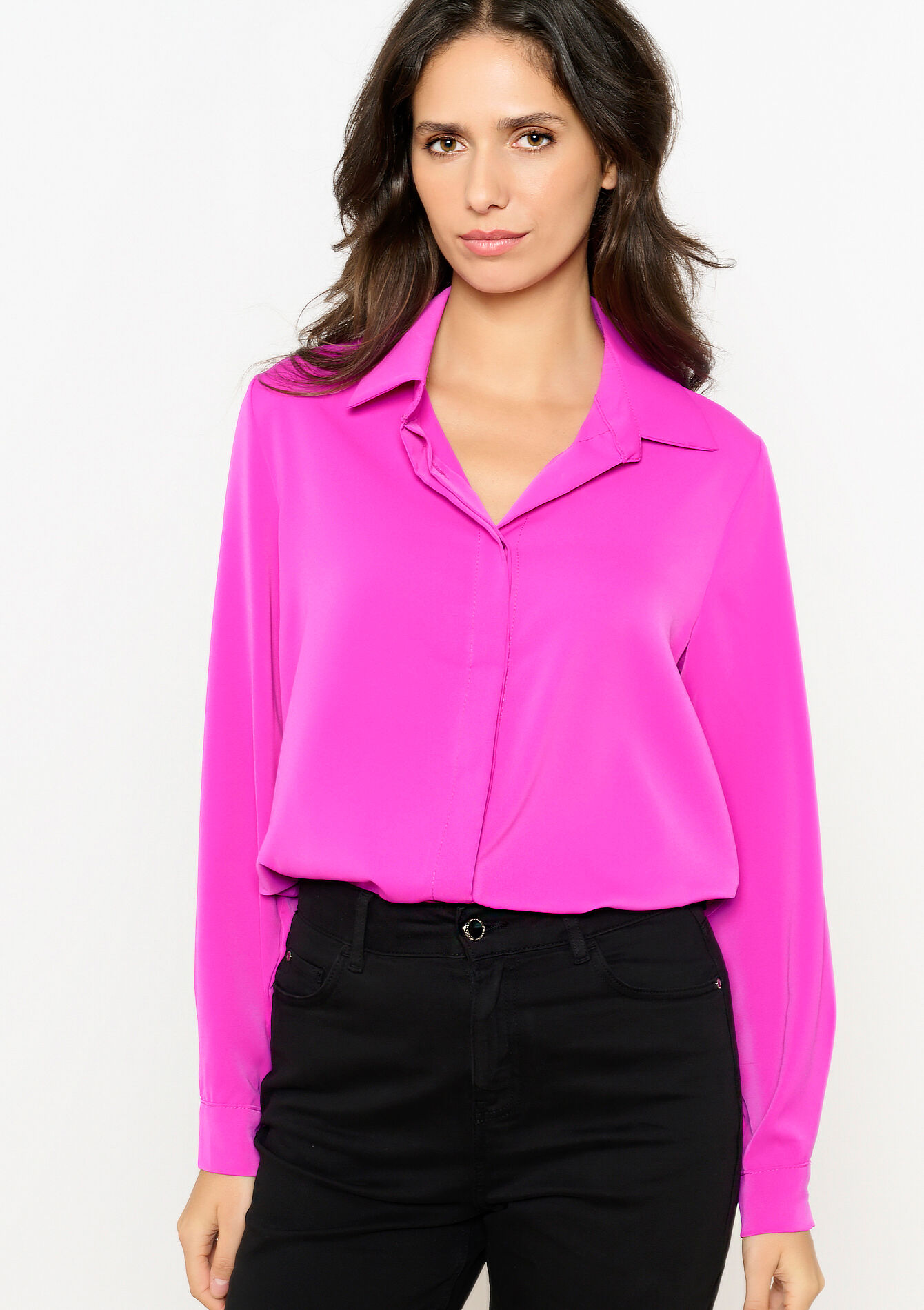 Chemise avec patte de boutonnage cachée, Chemise avec patte de boutonnage cachée - VIOLINE - 05702647_2576