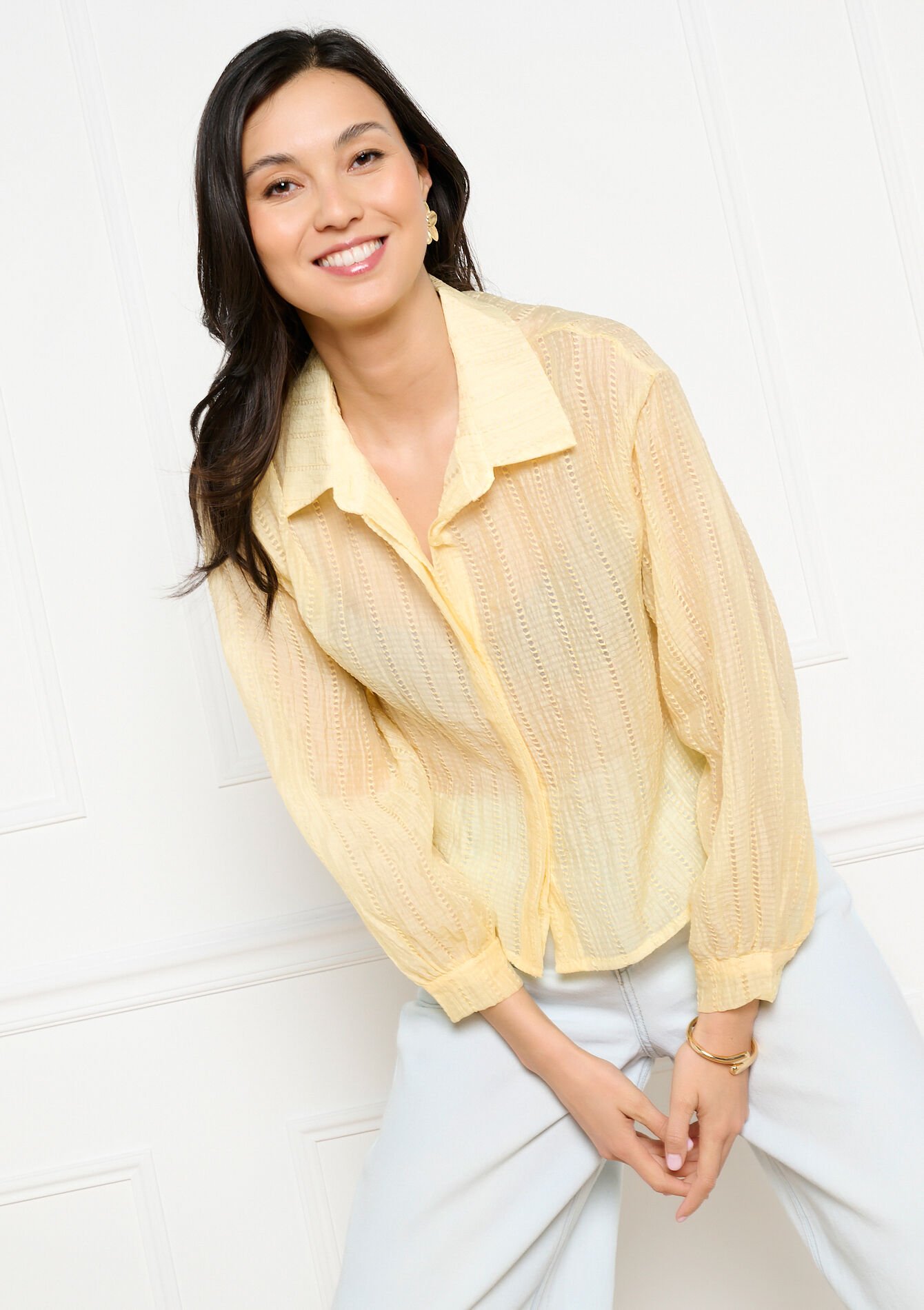 Chemise texturée légère - YELLOW PASTEL - 05703057_5004