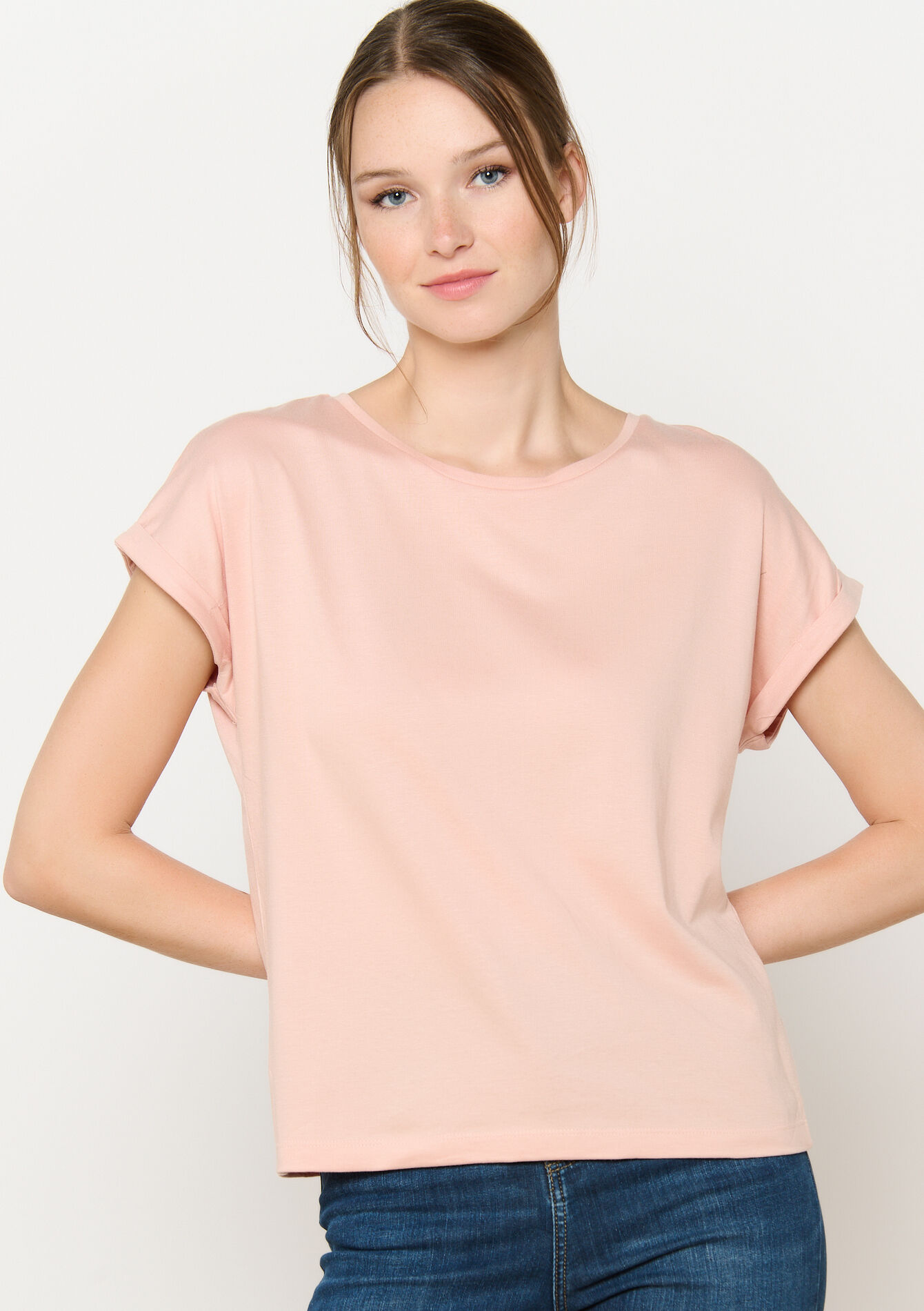 T-shirt met korte mouwen, T-shirt met korte mouwen - NUDE PINK - 02301582_1301