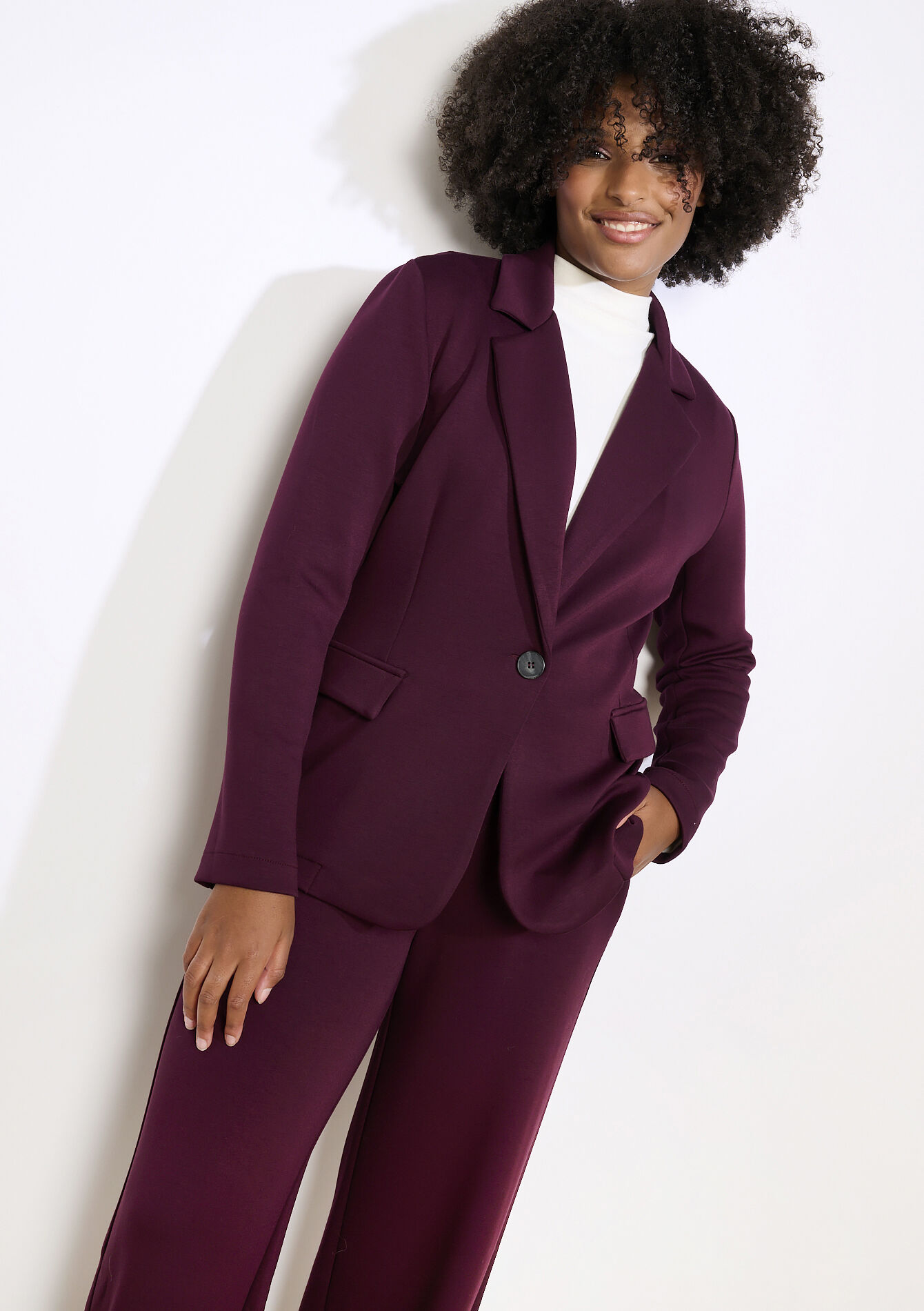 Rechte blazer met structuur, Rechte blazer met structuur - BORDEAUX WINE - 09101147_5514